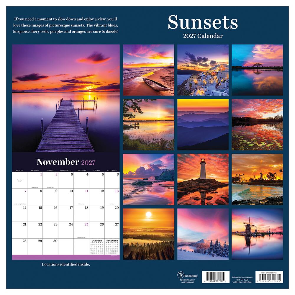 2027 Sunsets Wall Calendar