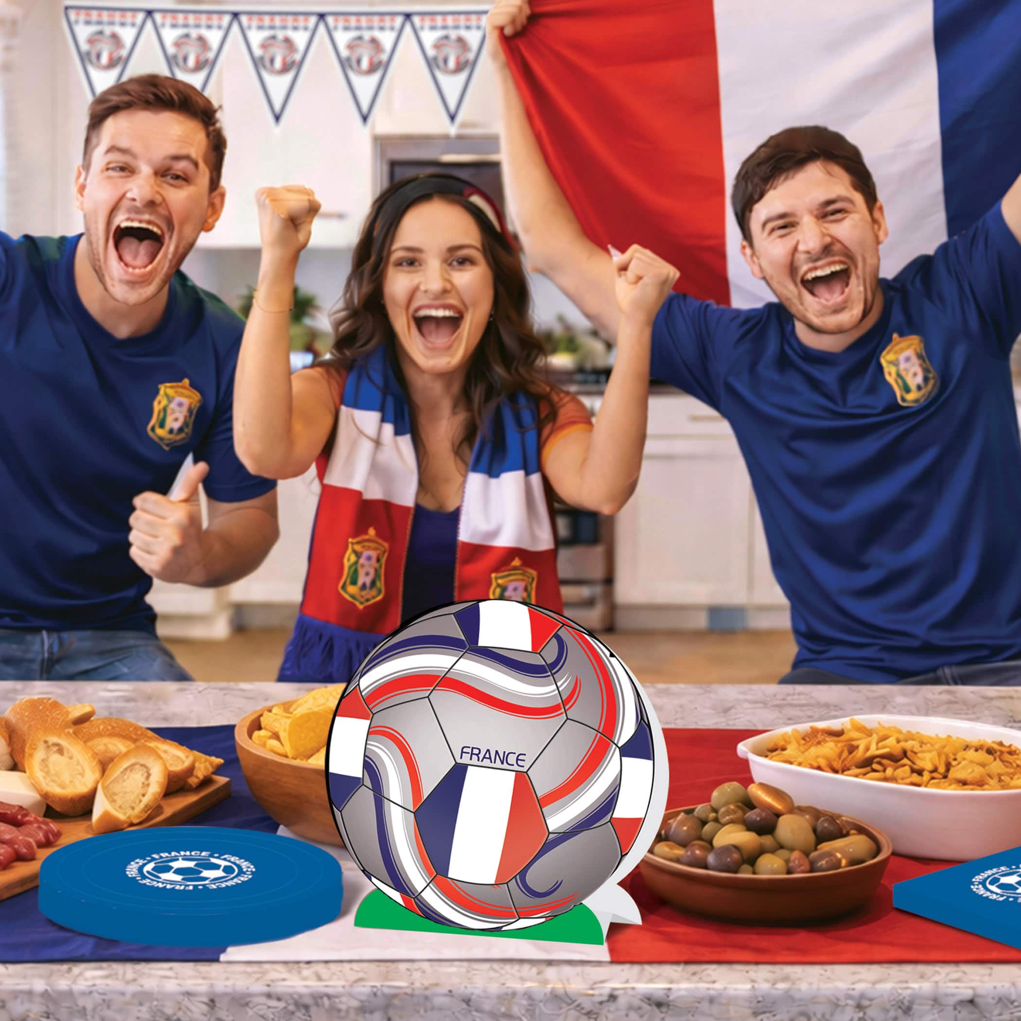 9.25" France 3D Soccer Ball Centerpieces, 2ct.