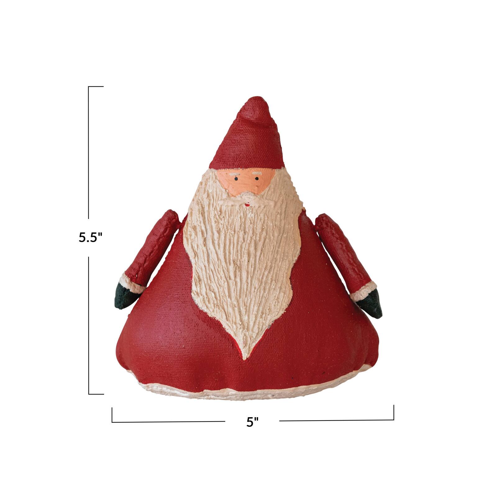 Hello Honey® 5.5" Red & Cream Hand-Painted Canvas Santa
