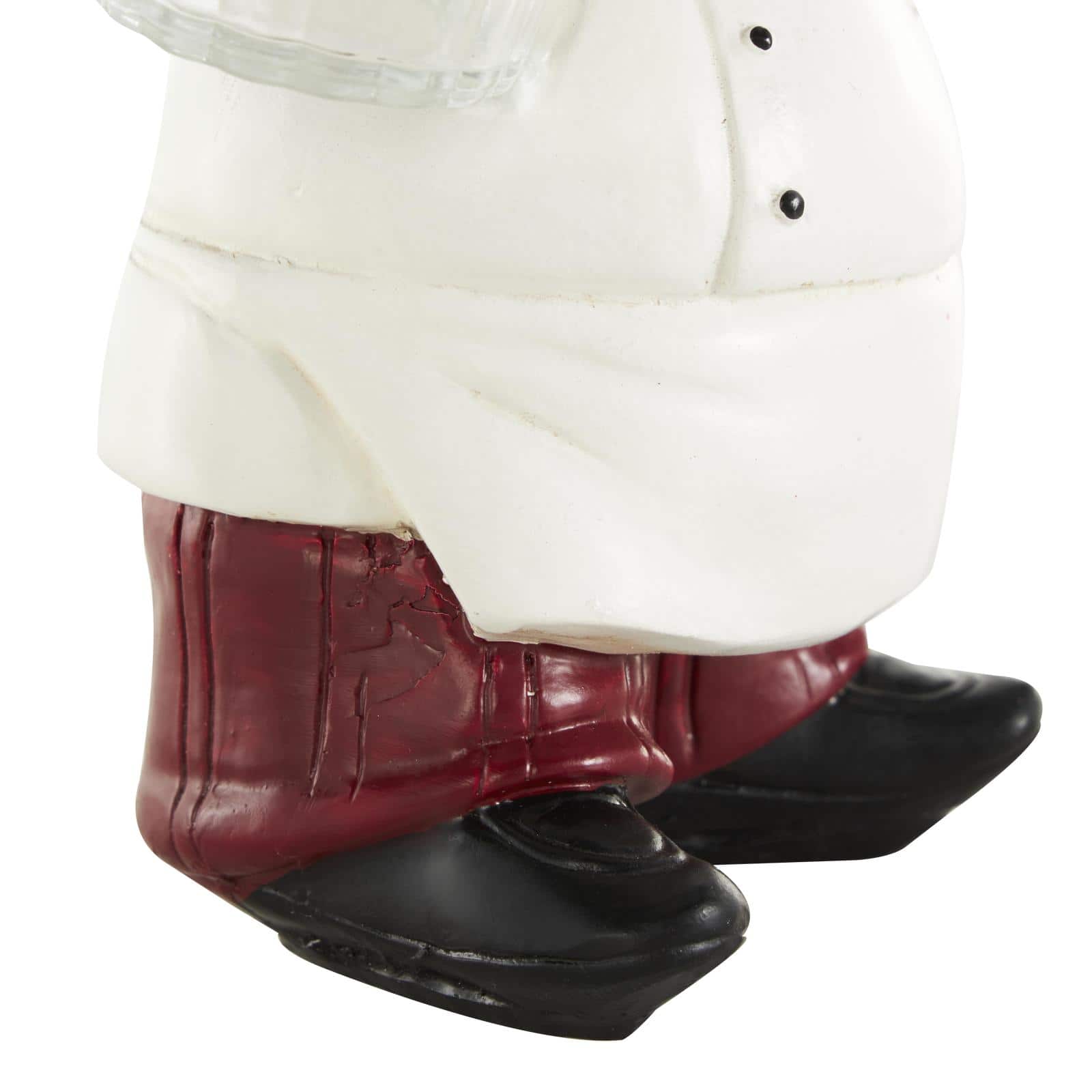 8" White Polystone Chef Figurine Salt & Pepper Shaker Holder with Red Accents