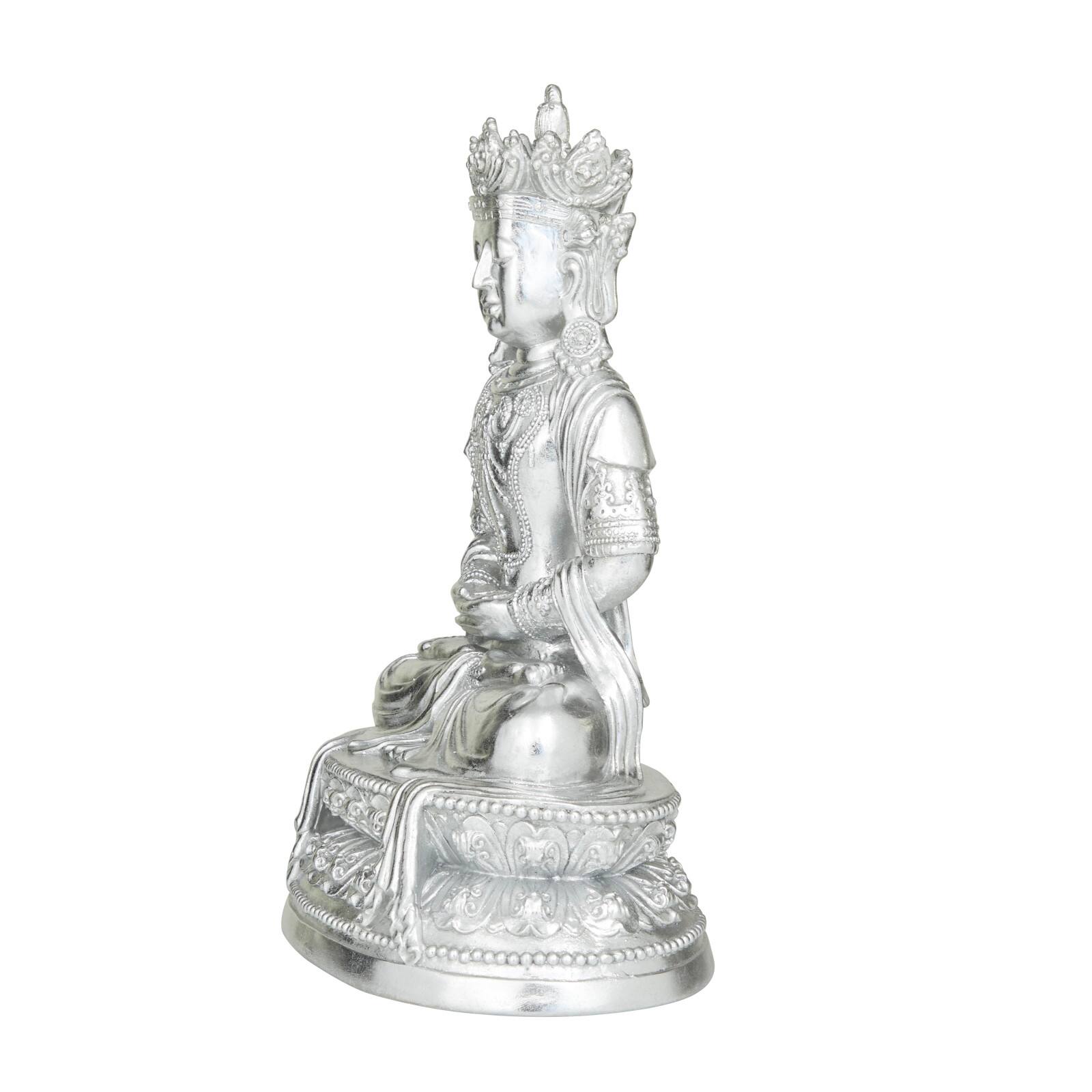 Silver Resin Bohemian Buddha Sculpture, Set of 21" x 14" x 10"