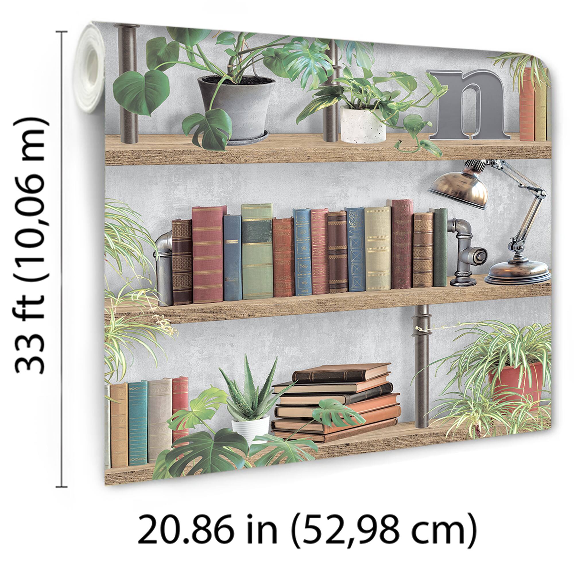 Designs Direct Industrial Book Nook Wallpaper