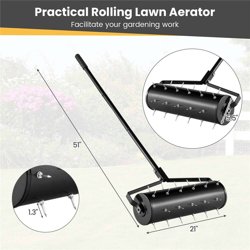 Costway 21" Heavy Duty Manual Rolling Lawn Aerator Tool with Handle