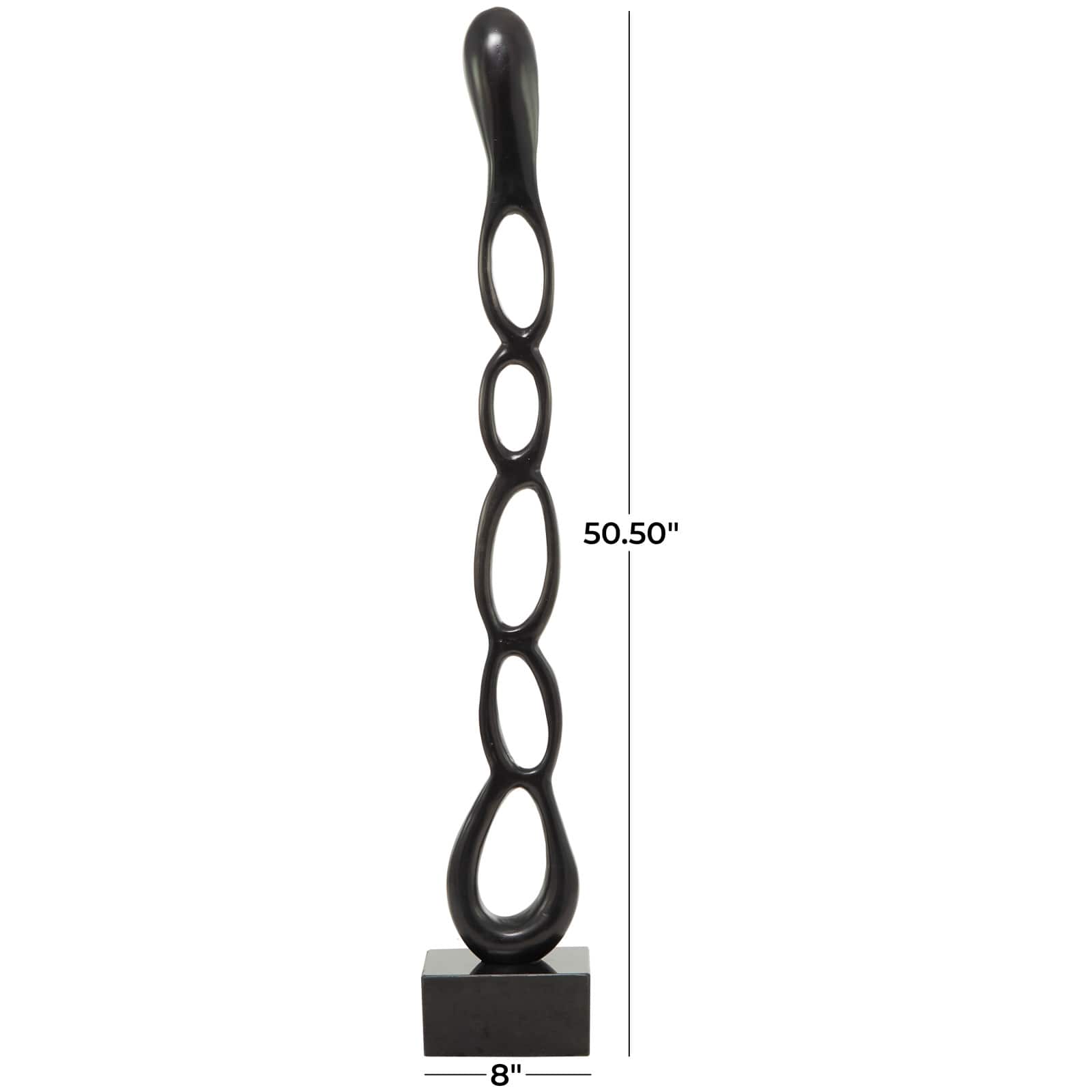 51" Aluminum Tall Linked Floor Abstract Sculpture with Black Base