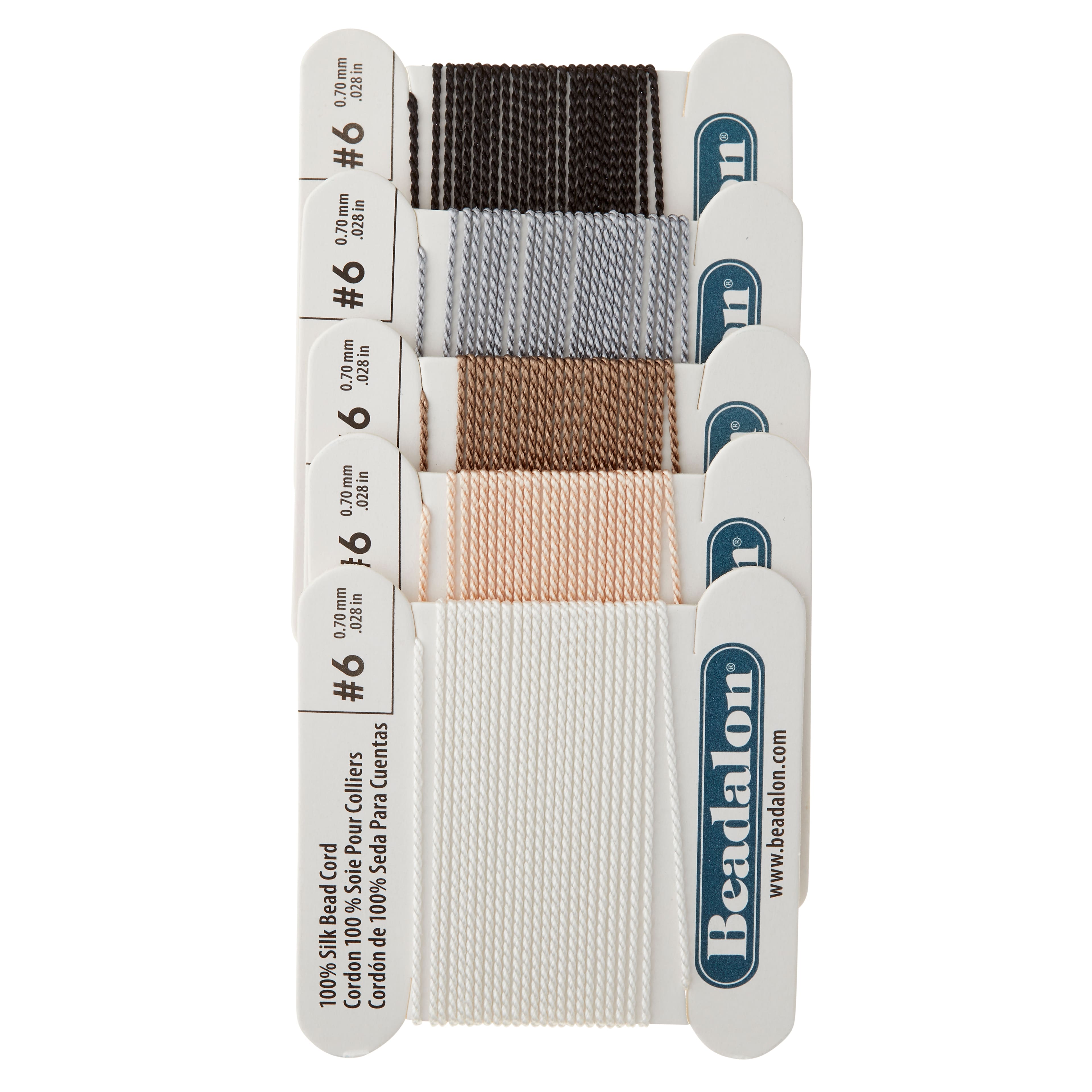 6 Packs: 5 ct. (30 total) Beadalon® Size 6 Earth Tone Silk Bead Cord
