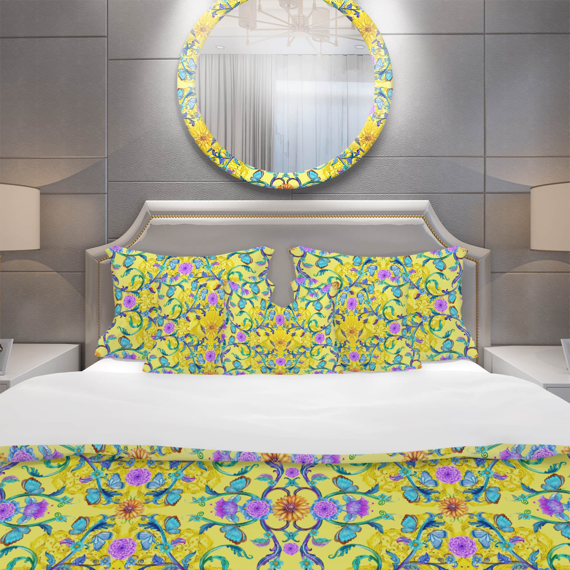 Designart 'Fancy Arabesque of Swirly Ornaments & Lovely Birds' Bohemian Bedding Set