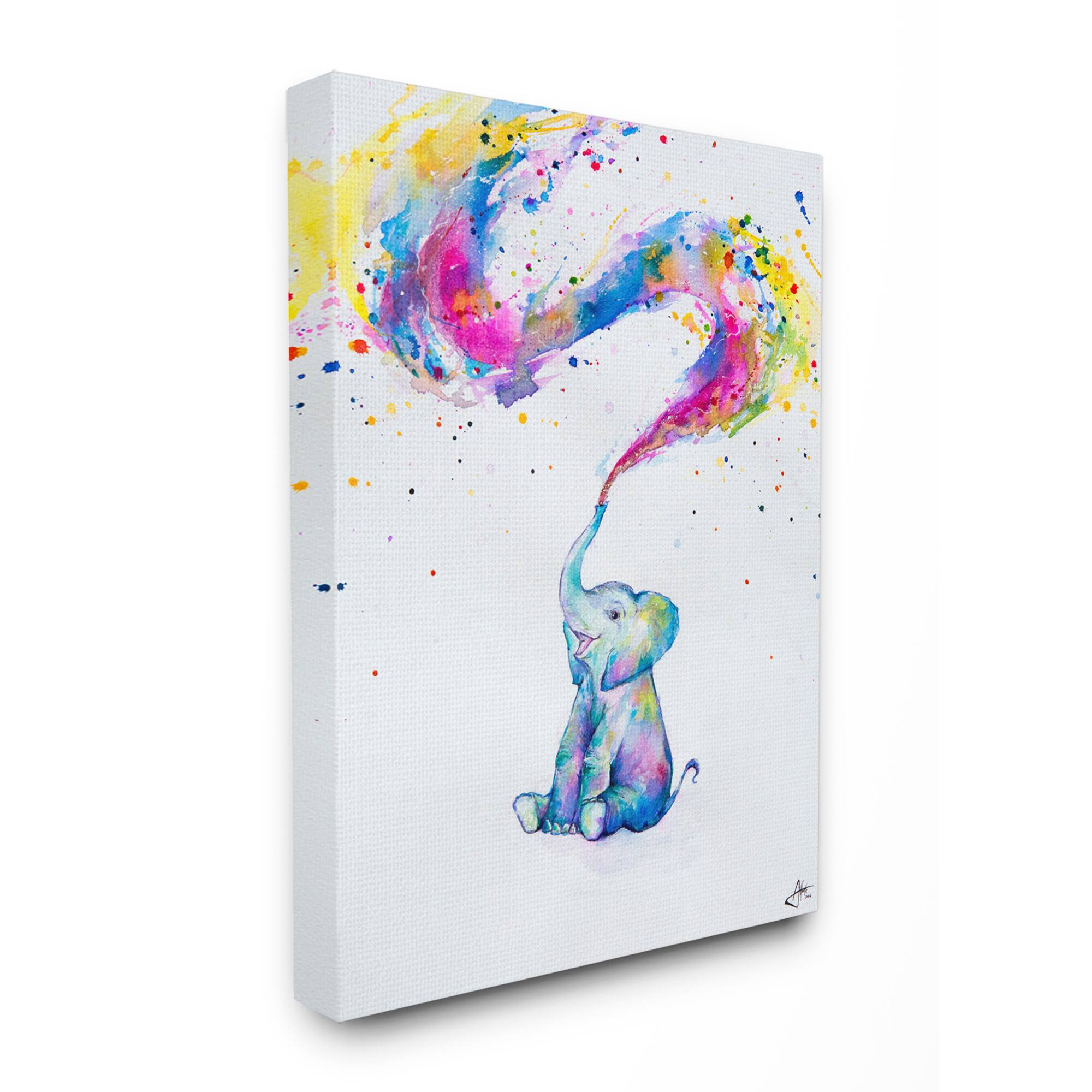 Stupell Industries Colorful Abstract Elephant Painting Wall Accent
