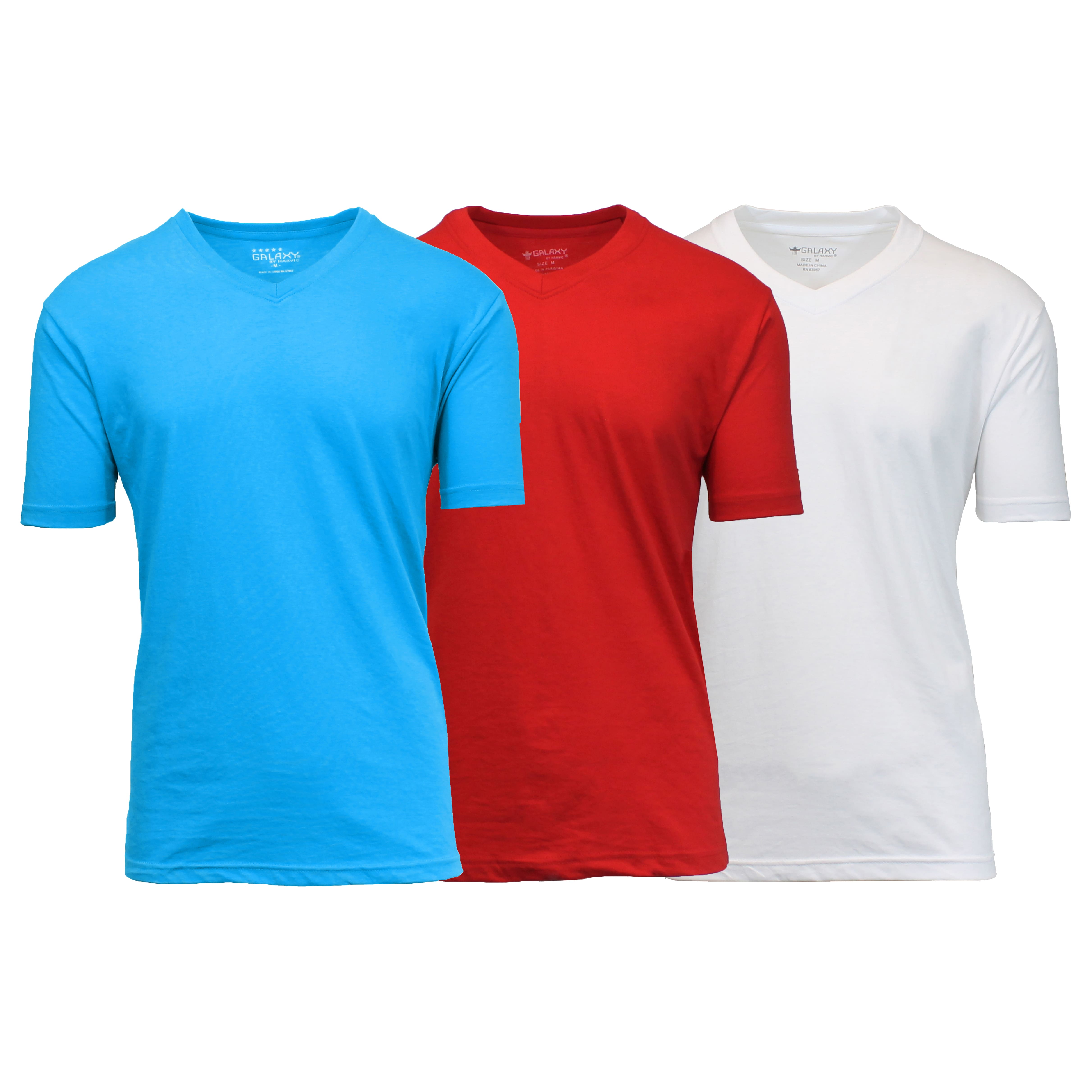 Galaxy by Harvic Men's Short Sleeve V-Neck T-Shirt 3 Pack