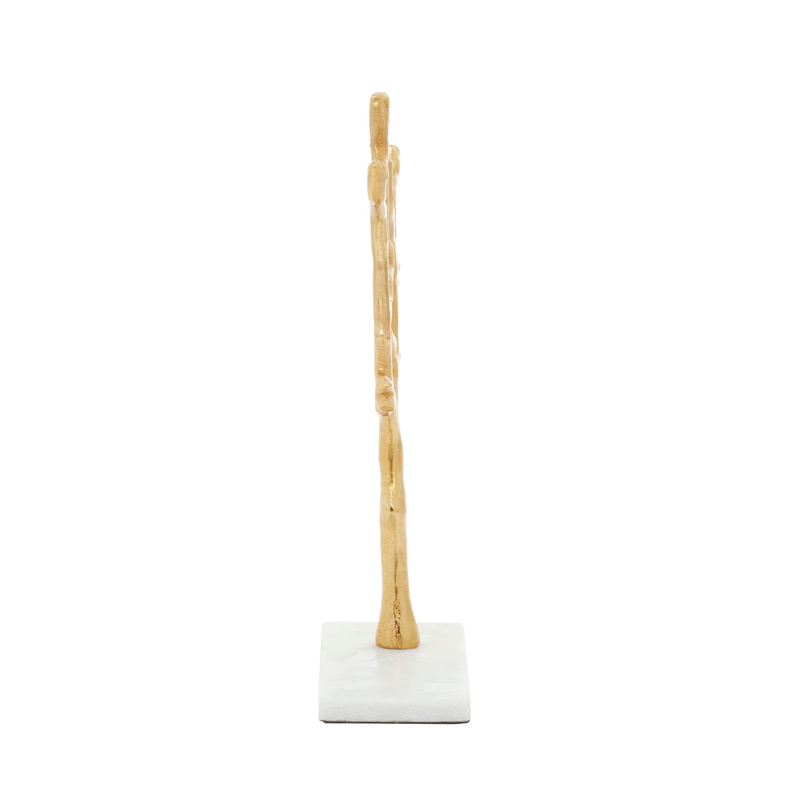 Gold Marble and Aluminum Modern Jewelry Stand, 13" x 9" x 3"