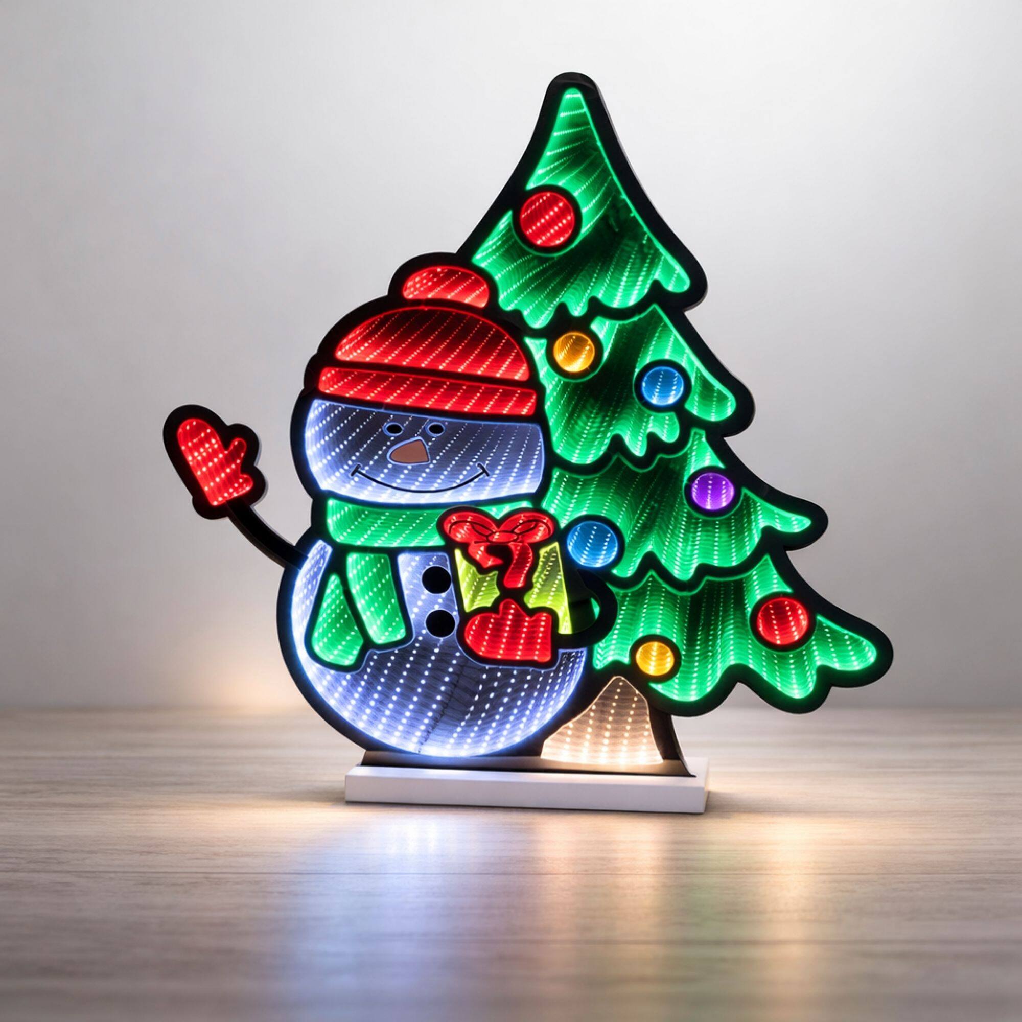 Melrose 27.5" Snowman with Christmas Tree EkkoLight