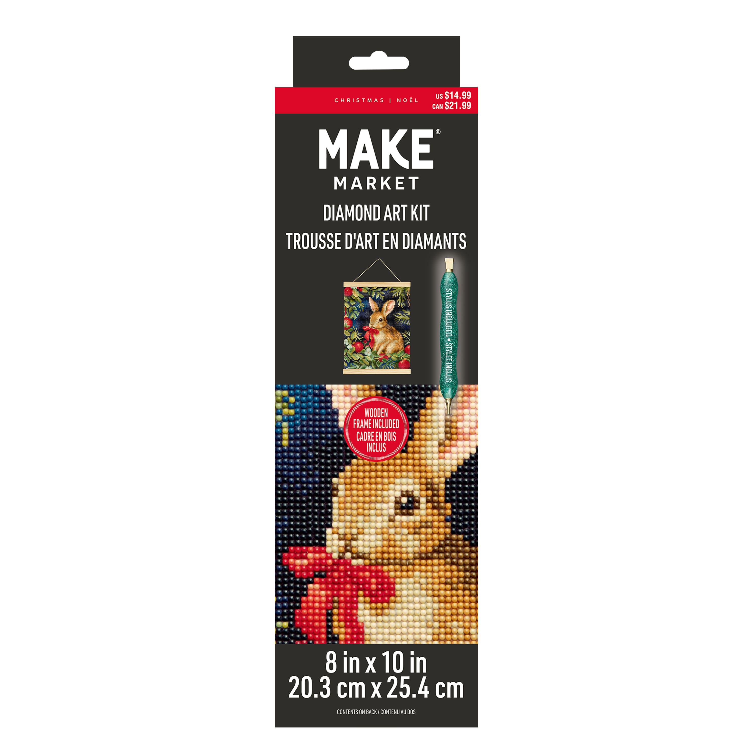 8" x 10" Rabbit Diamond Art Kit with Magnetic Wood Frame by Make Market®