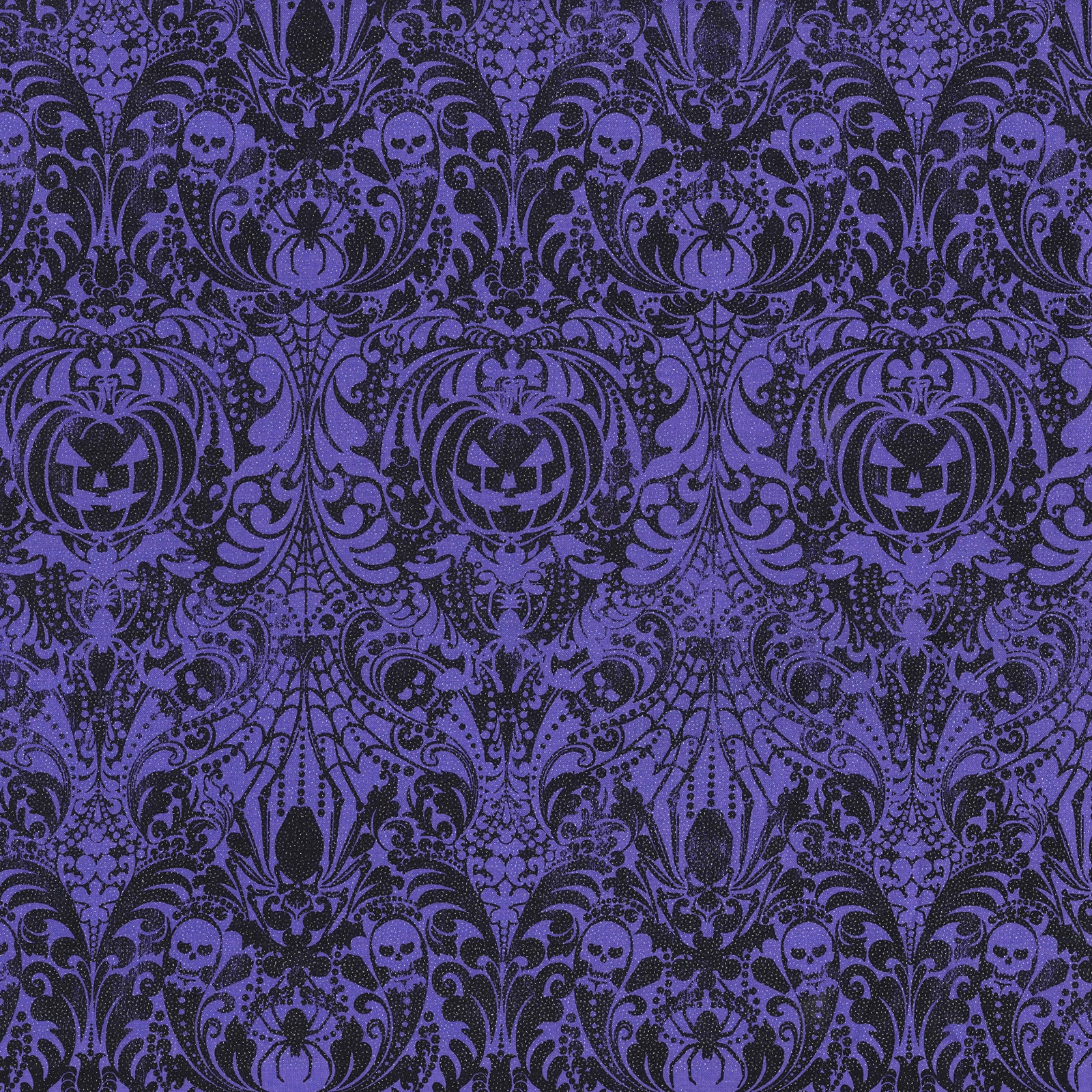 Fabric Traditions Halloween Purple Glitter Gothic Scroll Home Décor Fabric