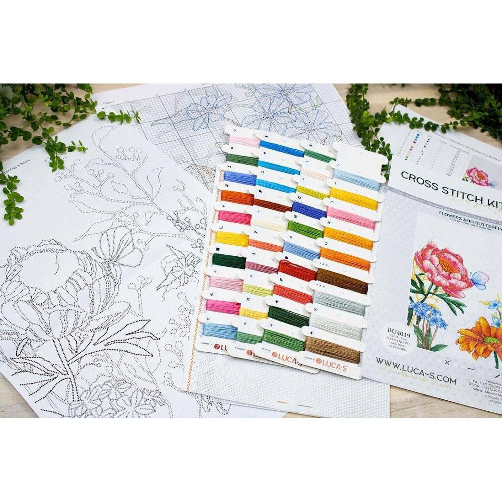Luca-s Flowers And Butterfly Counted Cross Stitch Kit