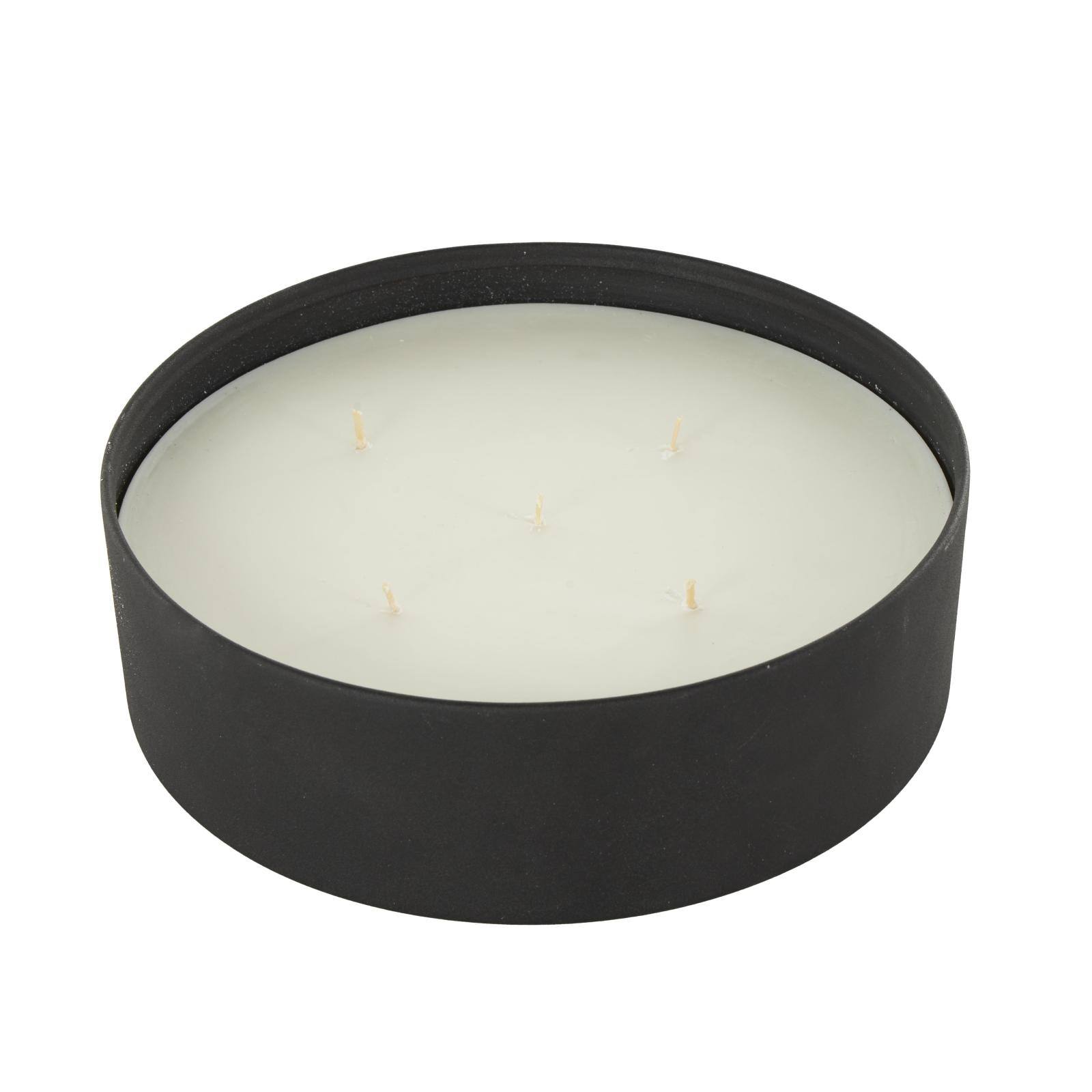 Ivory and Iris 59oz. Black 5 Wick Creamy Vanilla Swirl Scented Textured Metal Candle with White Wax