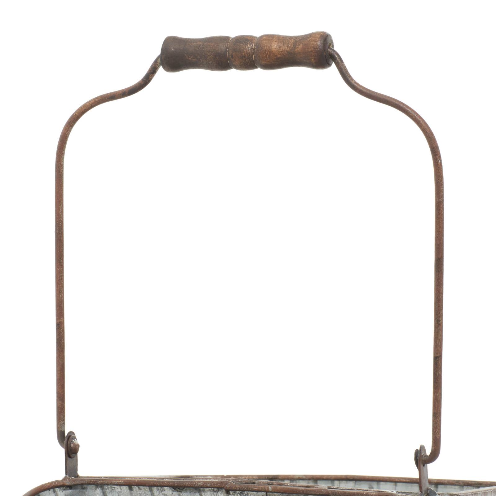 16" Silver Metal Farmhouse 2-Pot Planter