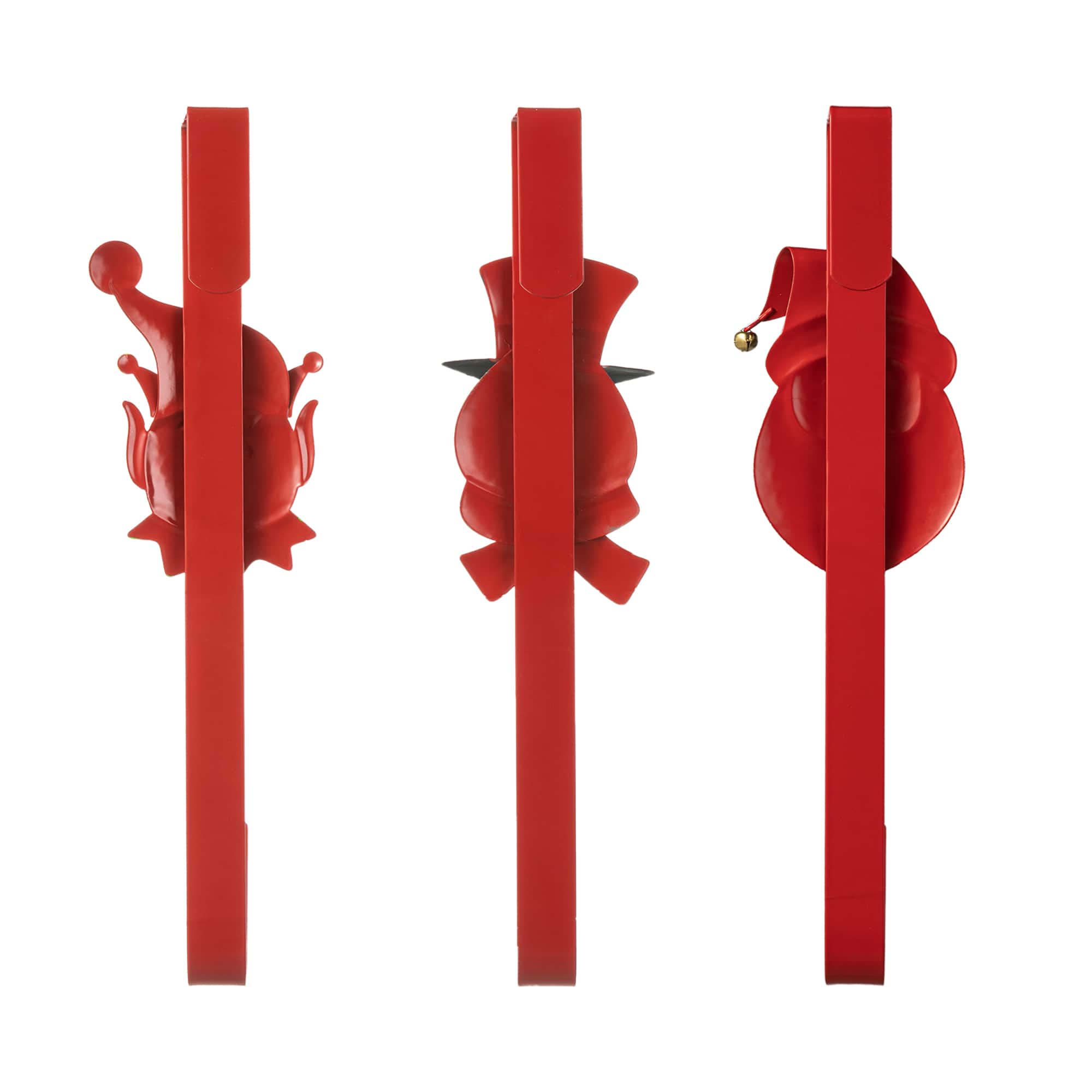Glitzhome® 14" Christmas Metal Elf, Snowman & Santa Wreath Hanger Set