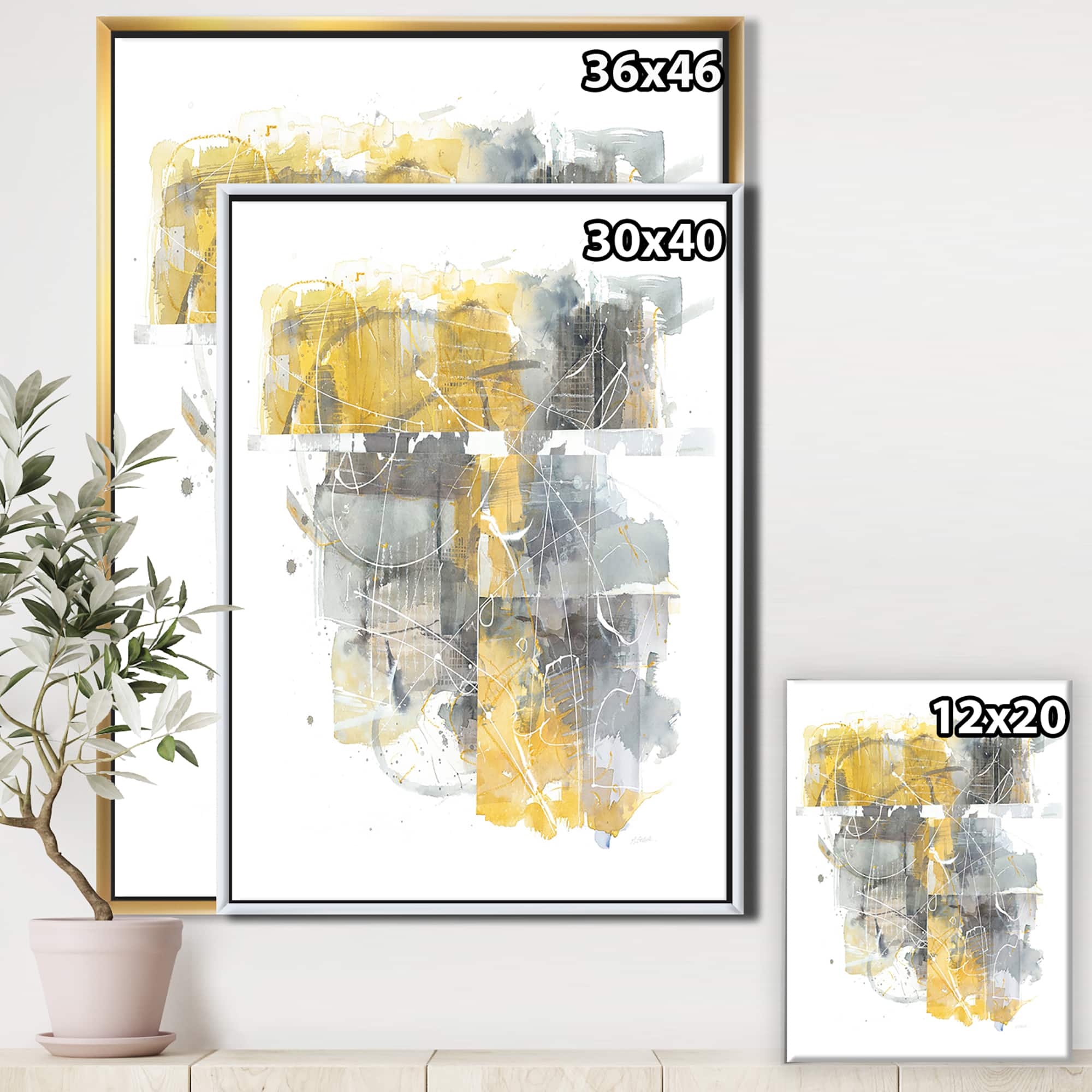 Designart - Moving In and Out of Traffic II Yellow Grey