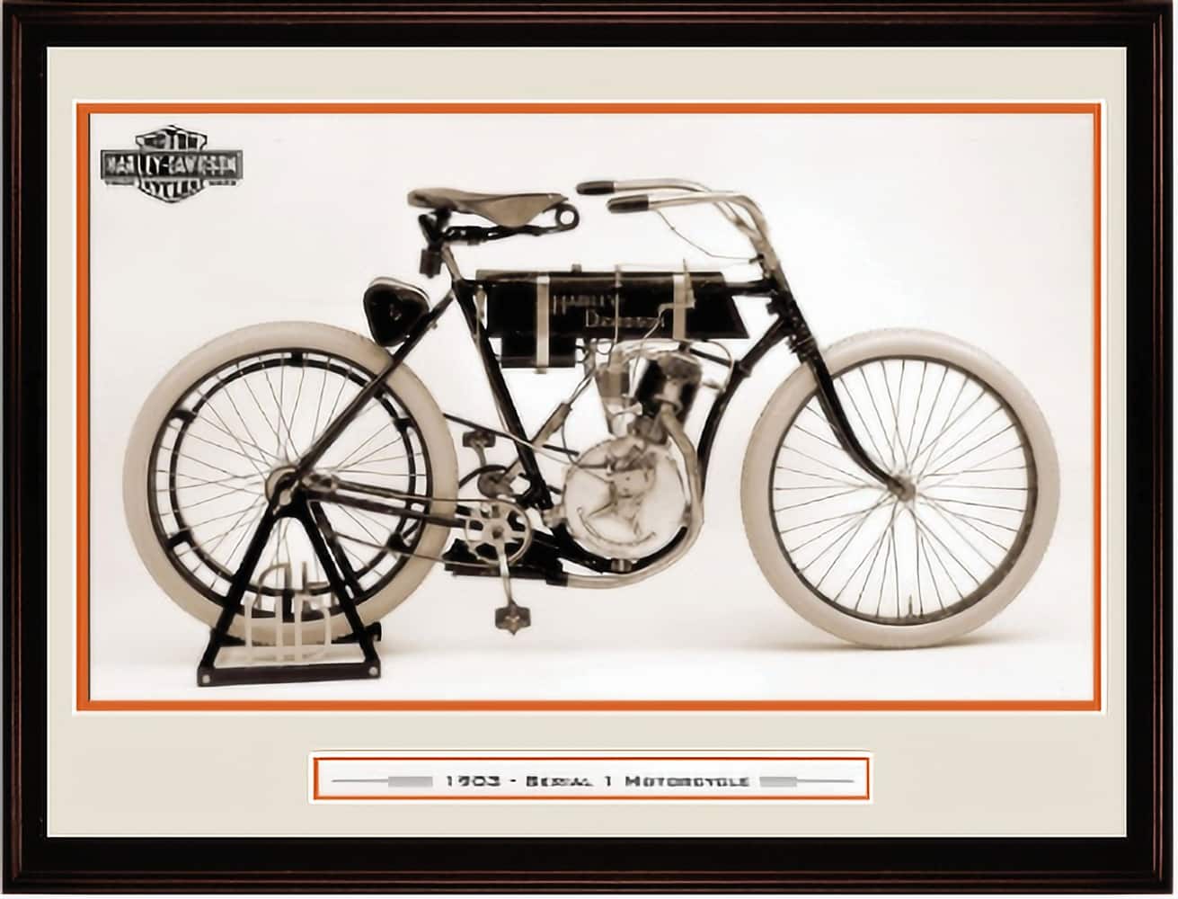 Harley Davidson Framed First Model Print 39.5" x 28.5"