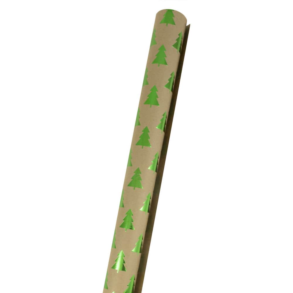 JAM Paper Christmas Tree Print Kraft Gift Wrap