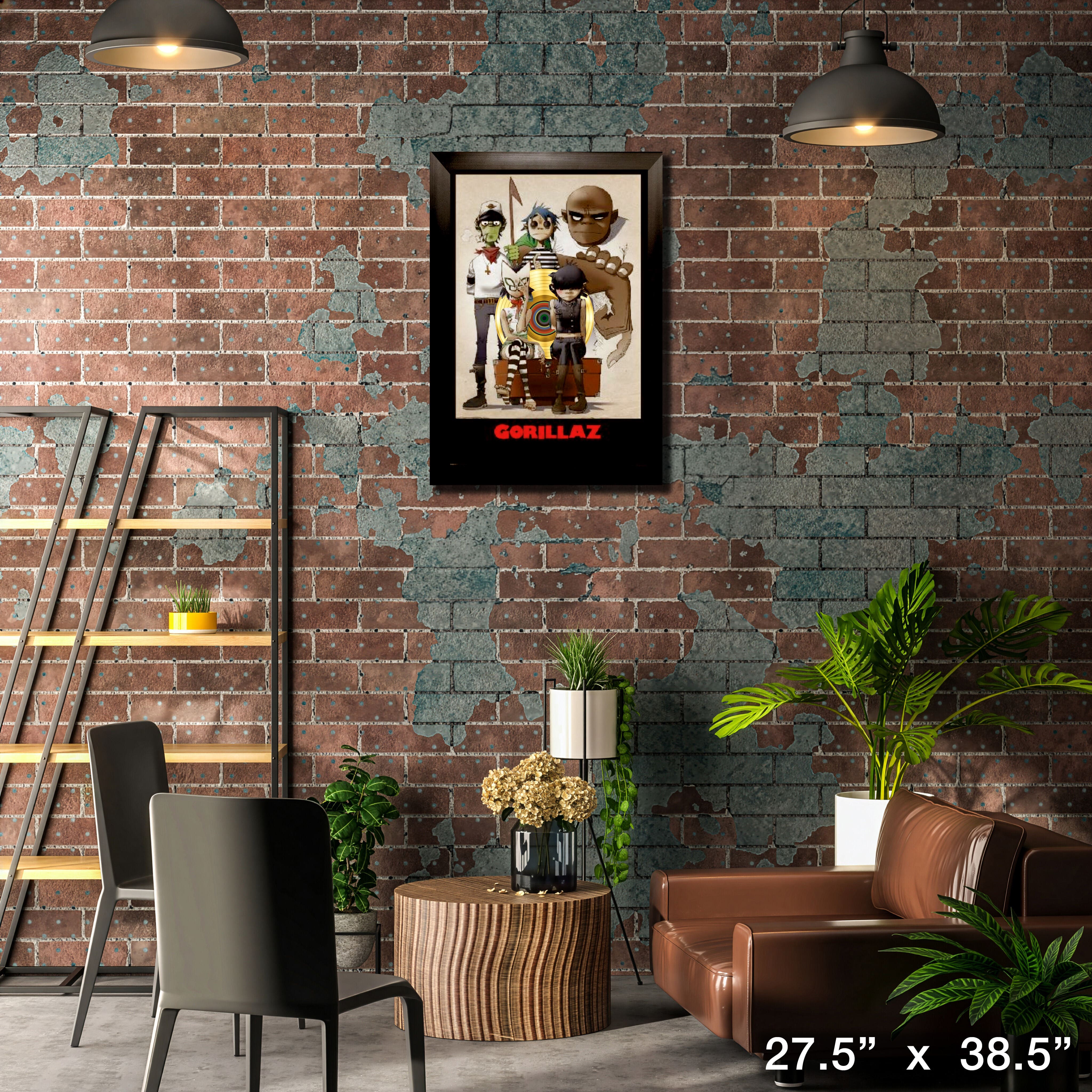 Gorillaz Framed Print With Gold LP 27.5" x 38.5"