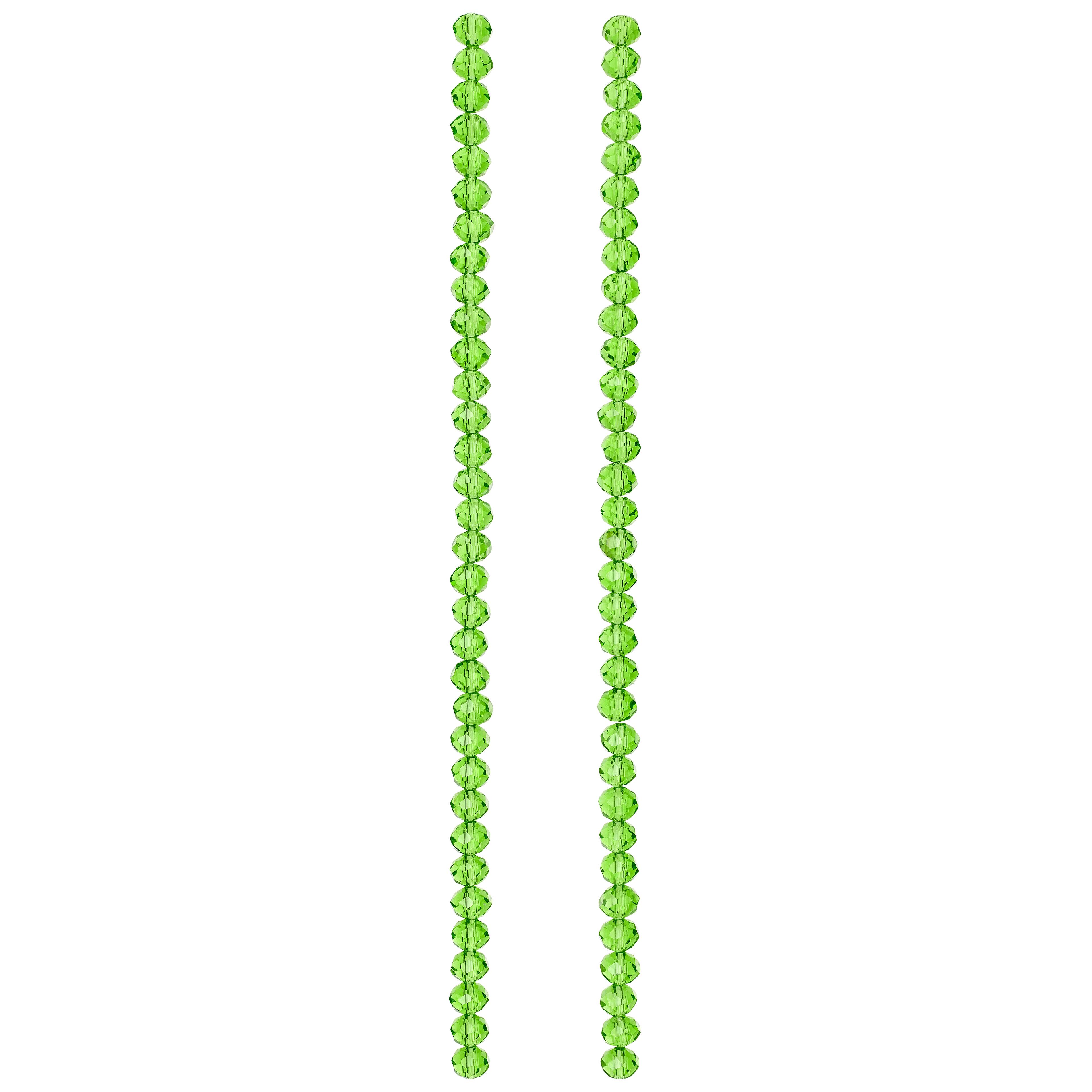 12 Pack: Green Faceted Glass Rondelle Beads, 6mm by Bead Landing™
