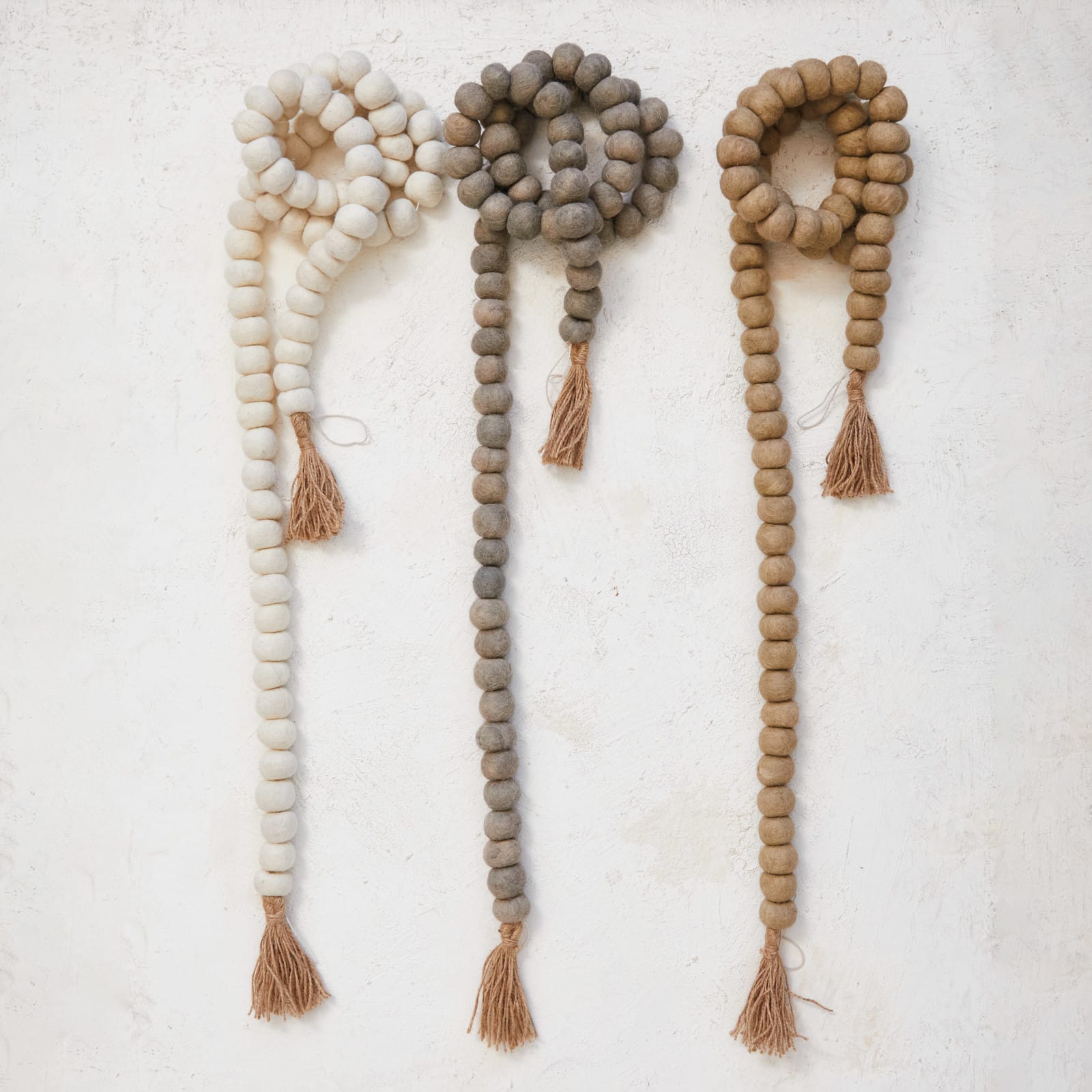 Hello Honey® 6ft. Handmade Wool Felt Ball Garland with Jute Tassels