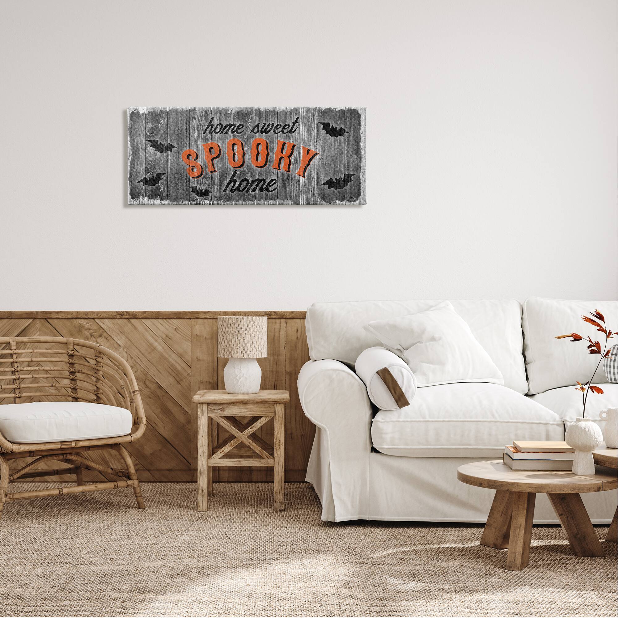 Stupell Industries Sweet Spooky Home Sign Canvas Wall Art