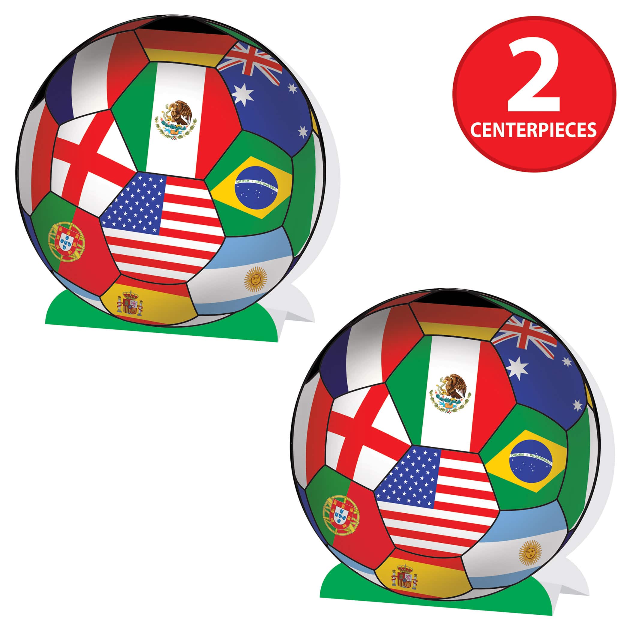 9.25" International 3D Soccer Ball Centerpieces, 2ct.