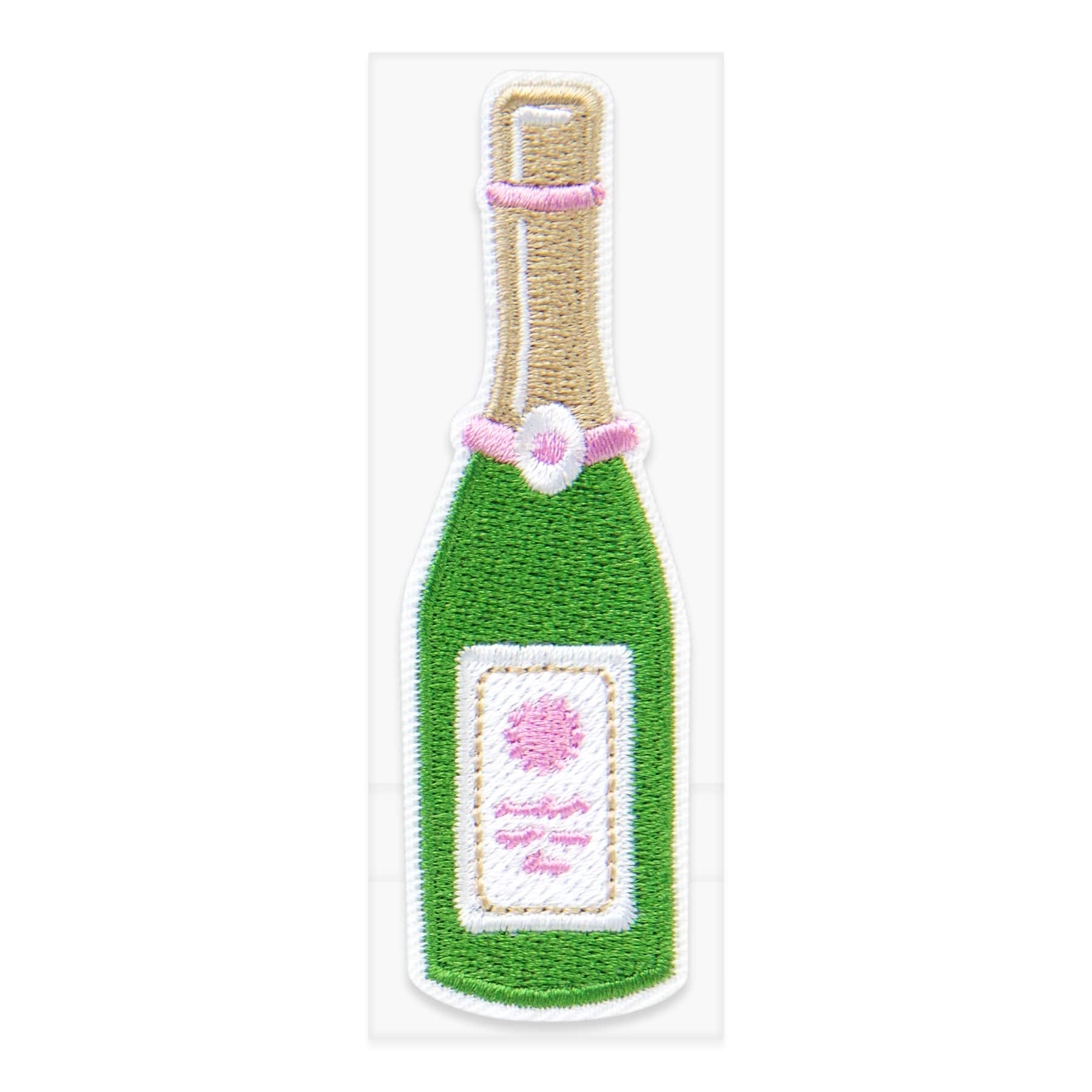 Champagne Bottle Embroidered Iron-On & Adhesive Patch by Make Market®