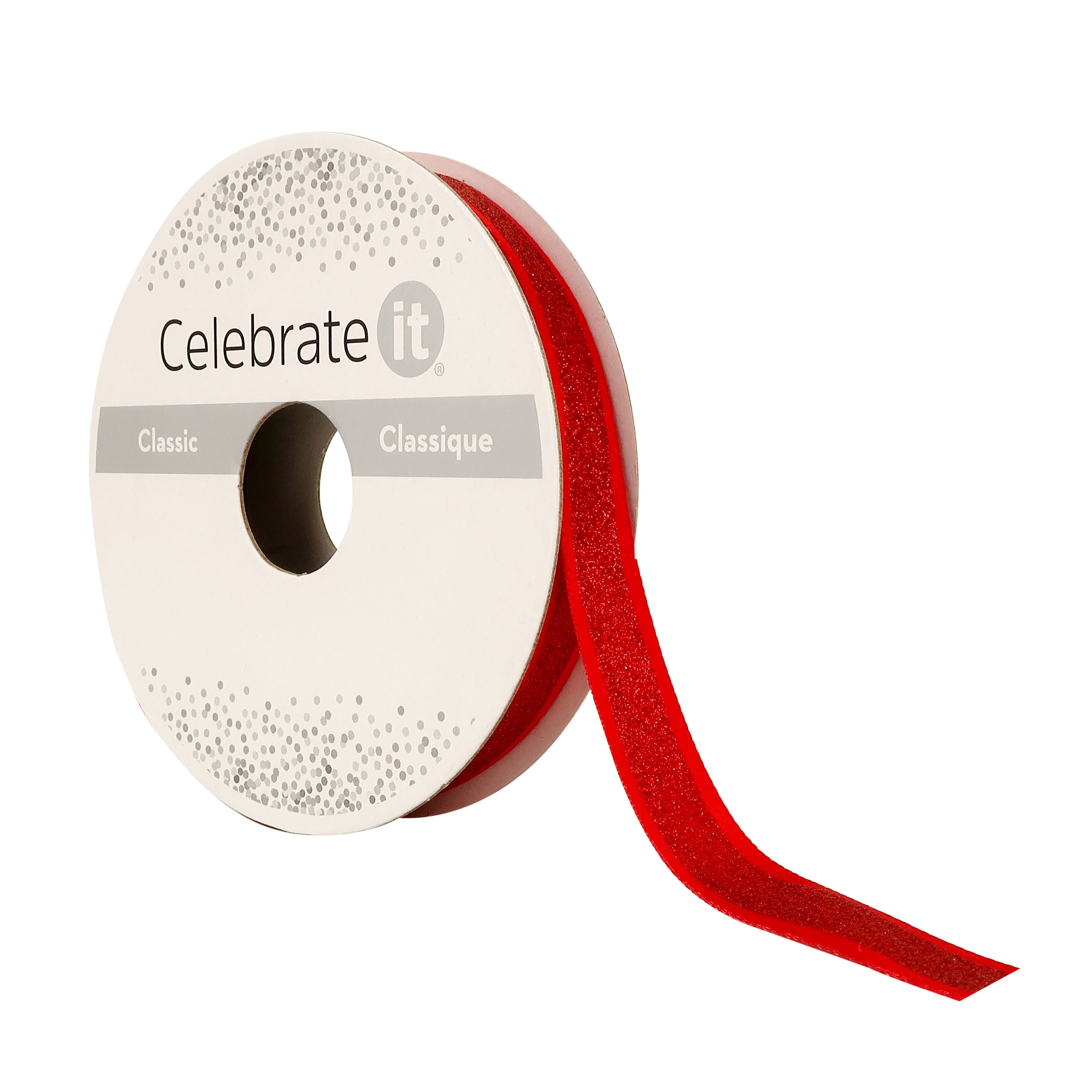 12 Pack: 3/8" x 7yd. Satin Glitter Ribbon by Celebrate It®