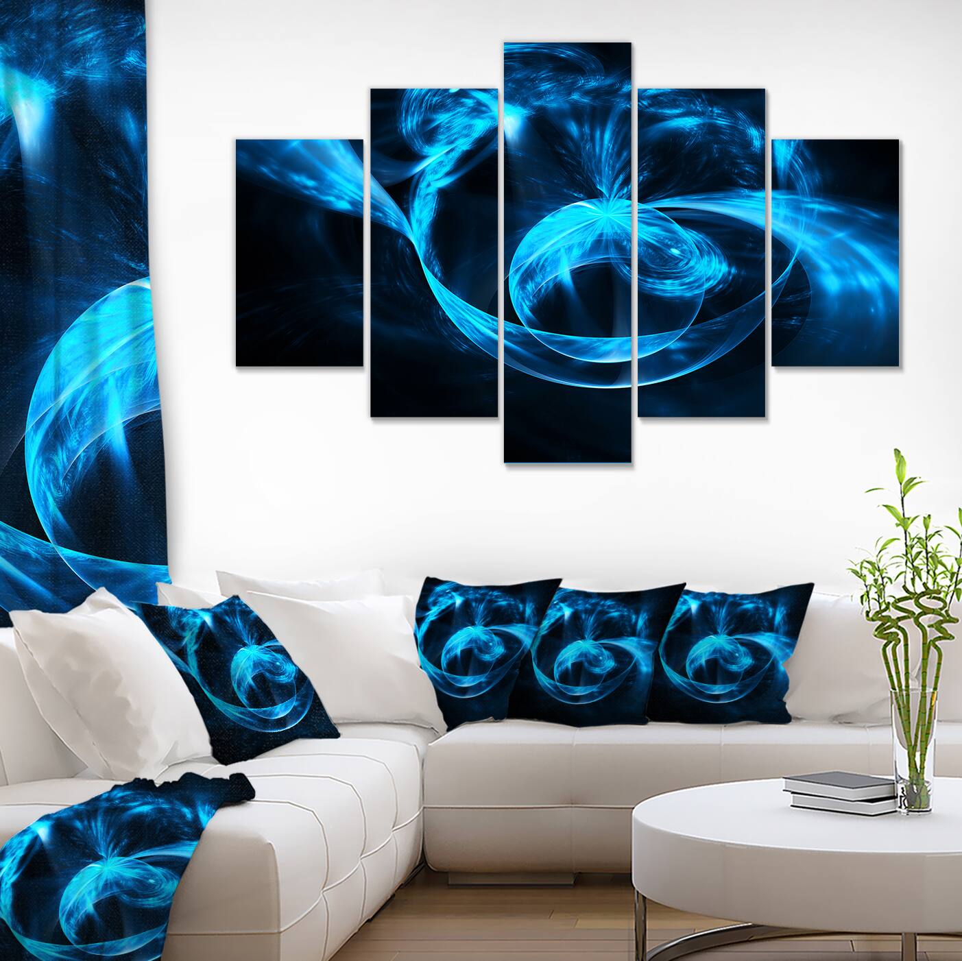 Designart - Fractal 3D Circled Blue Waves