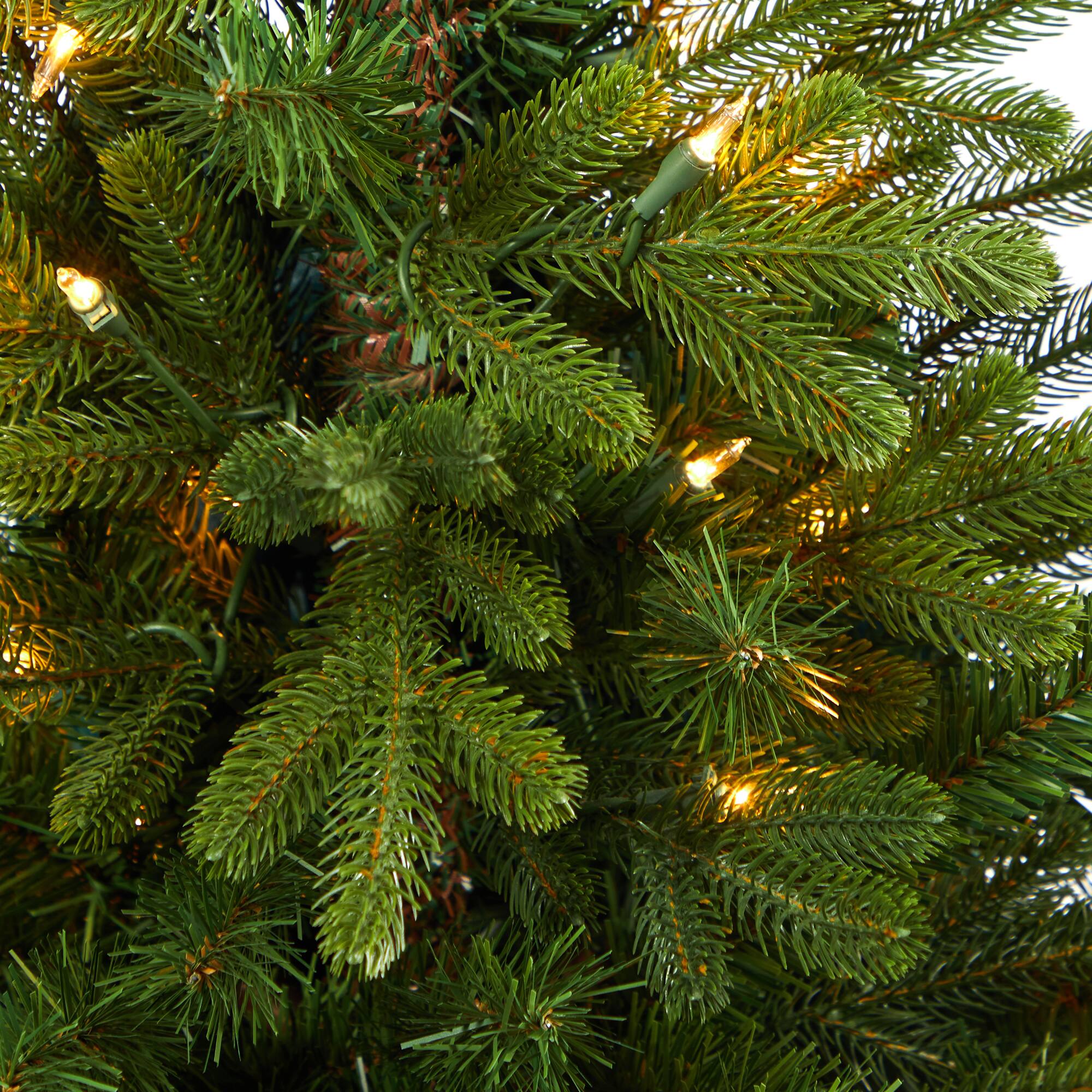 3.5ft. Pre-Lit Washington Fir Artificial Christmas Tree In Tower Planter, Clear Lights