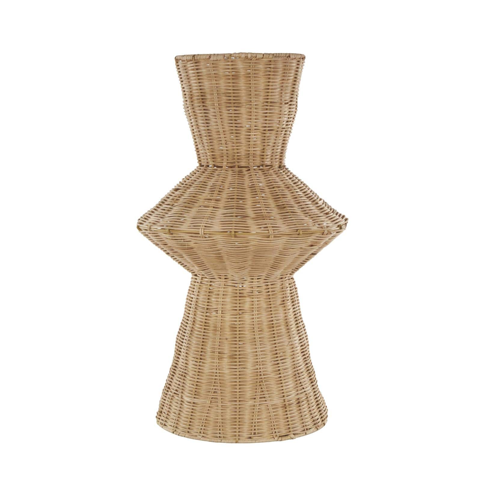 18" Brown Rattan Handmade Woven Tapered & Fluted Vase