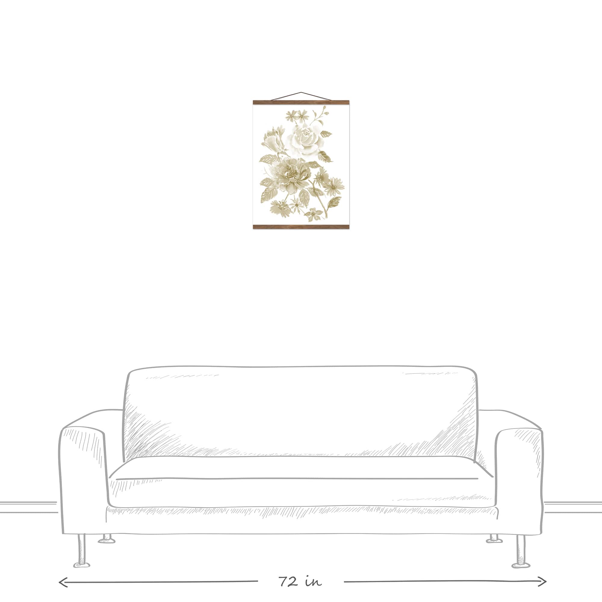 Creamy Florals Teak Hanging Canvas