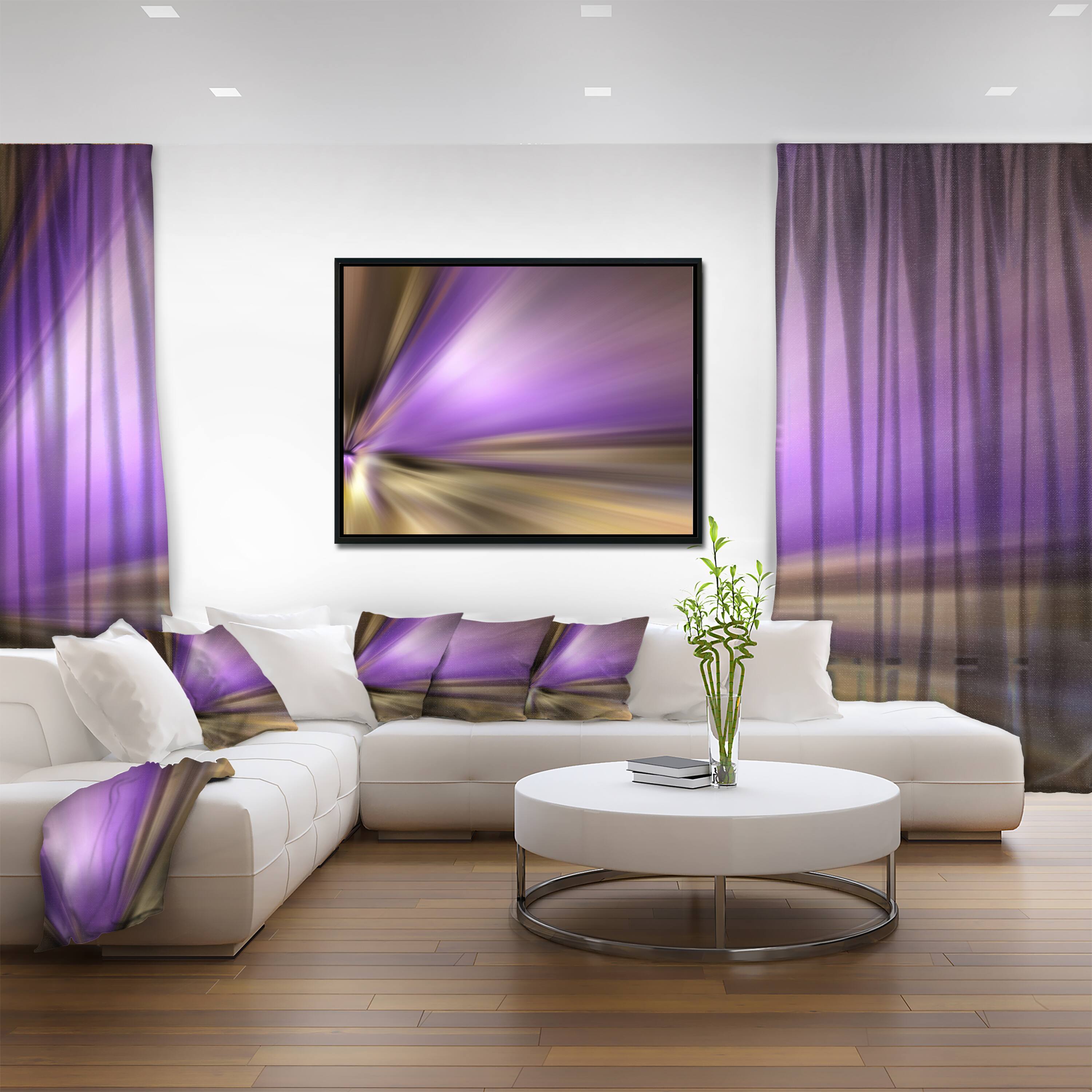Designart - Bright Purple Shade Upward - Large Abstract Canvas Art in Black Frame
