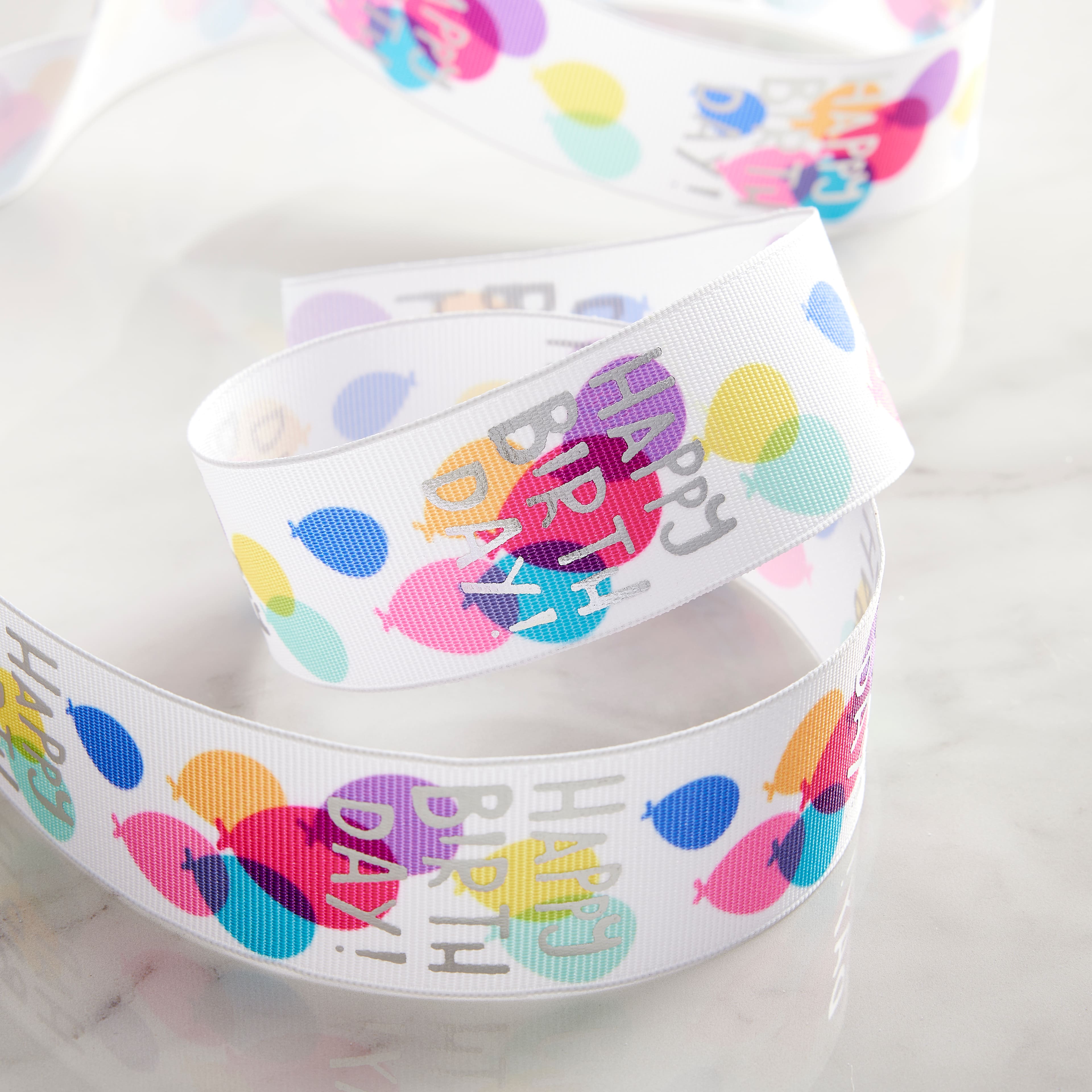 12 Pack: 1.5" x 2yd. Happy Birthday Wired Grosgrain Ribbon by Celebrate It®