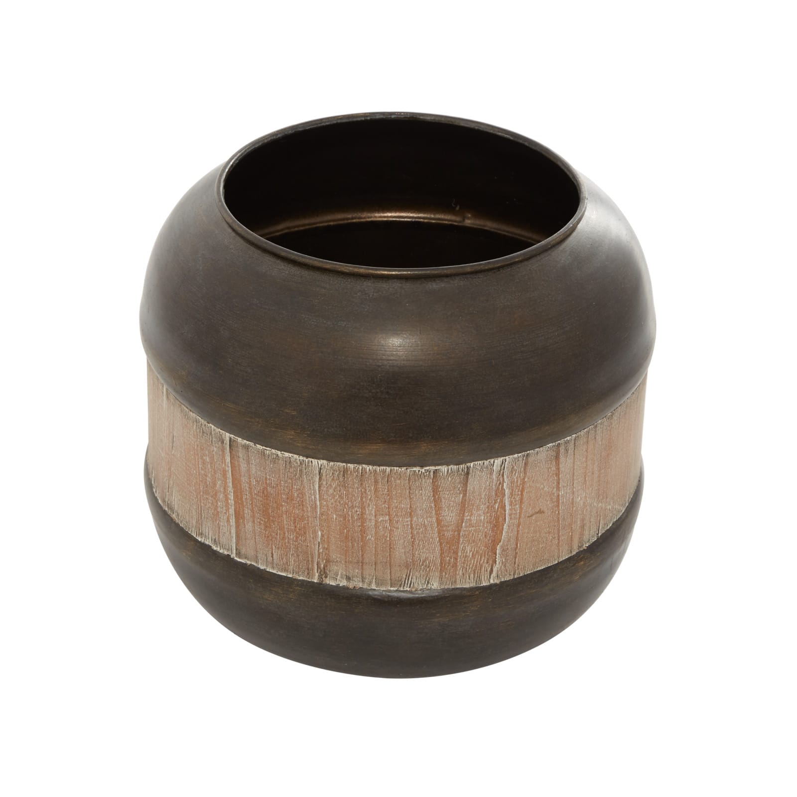 11" Brown Metal Rustic Decorative Jar