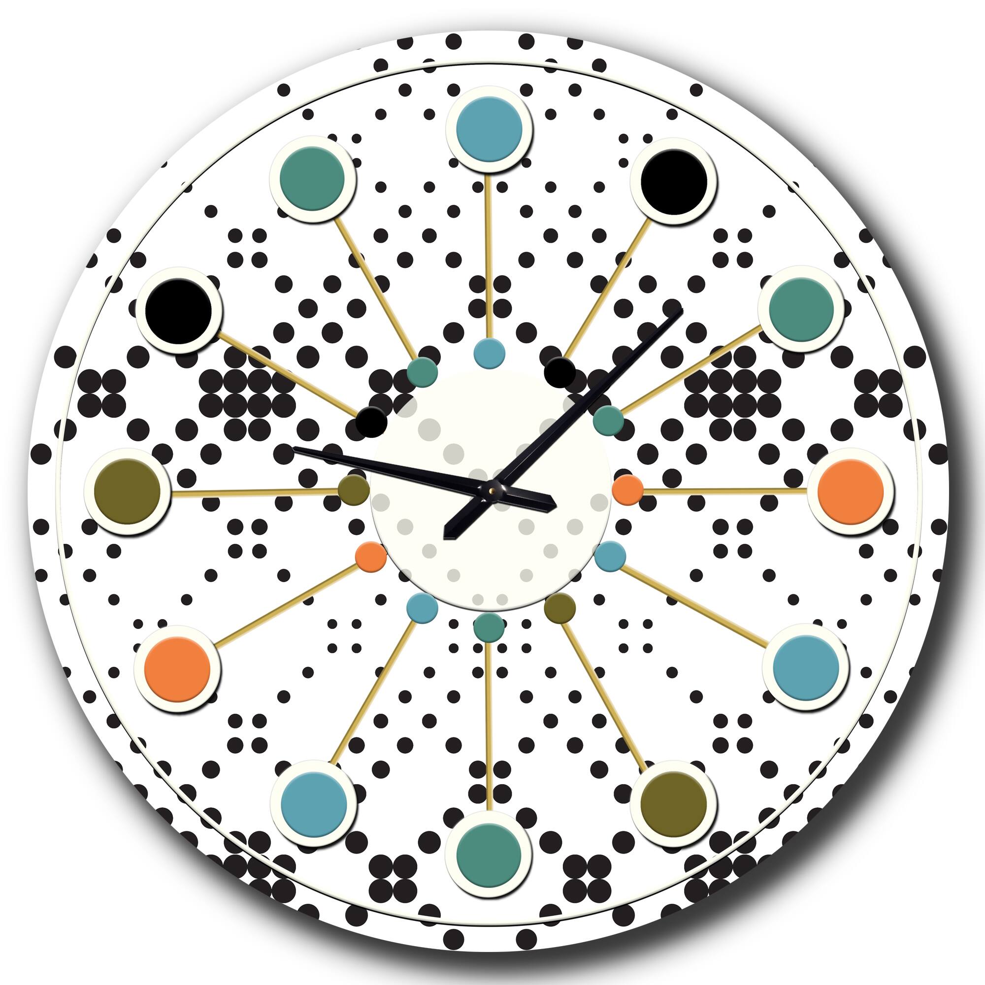 Designart 'Retro Geometrical Abstract Minimal Pattern Ix Mid-Century Modern Wall Clock