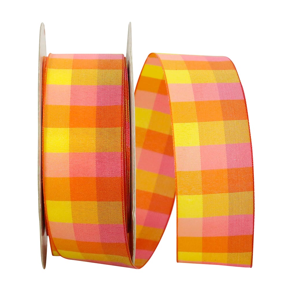 Reliant 1.5" x 50yd. Plaid Bright Wired Ribbon