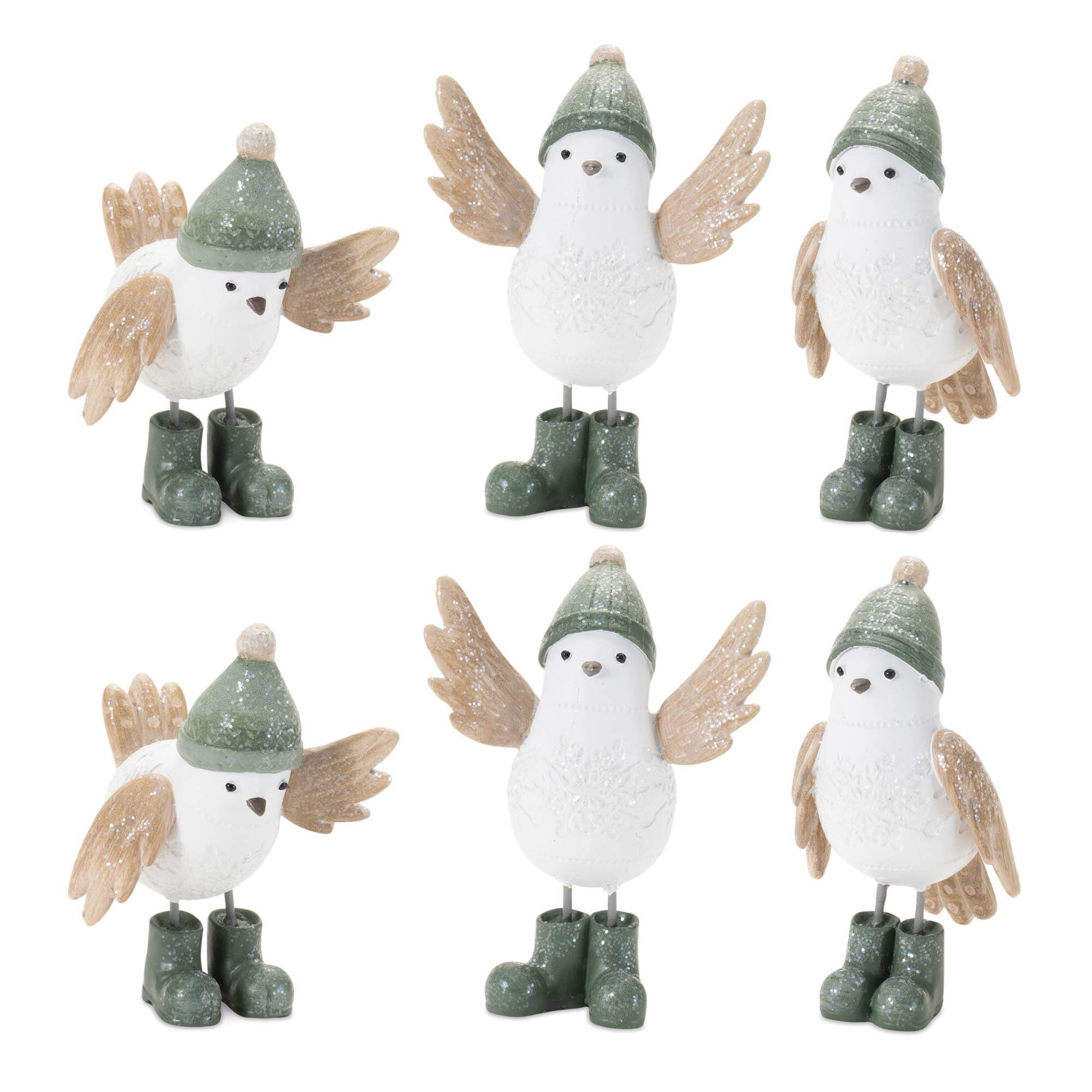 Winter Bird with Snowboots Figurine Set