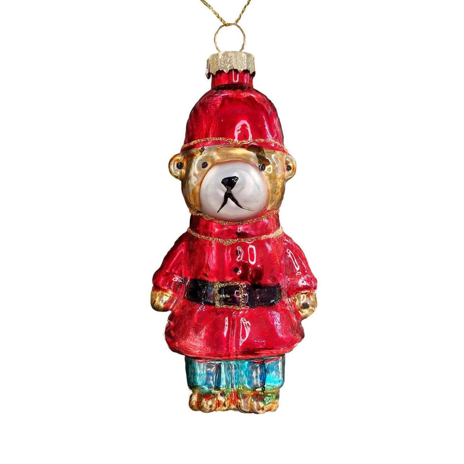 Wizardi Christmas Glass Ornament Dog in Red Outfit 