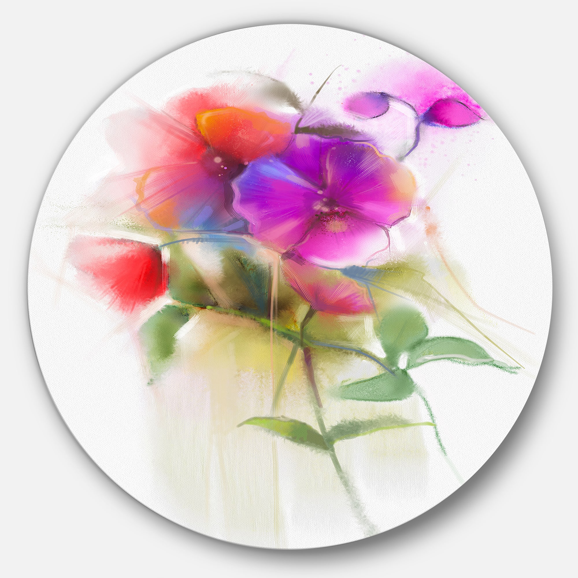 Designart - Bunch of Colorful Orchid Flowers' Large Flower Metal Circle Wall Art