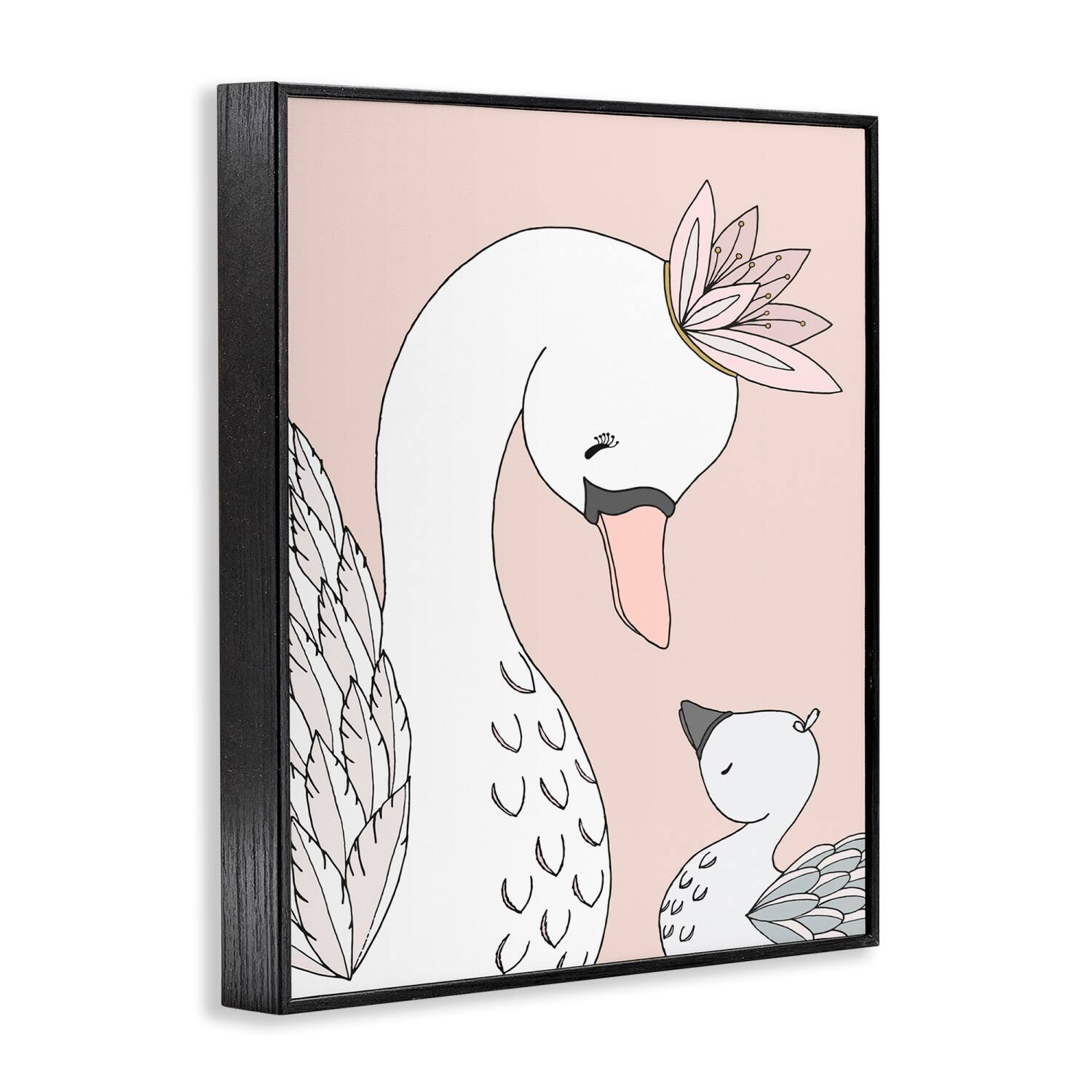 Stupell Industries Mother & Baby Swan Flower Crowns Princess Animals Framed Giclee Art