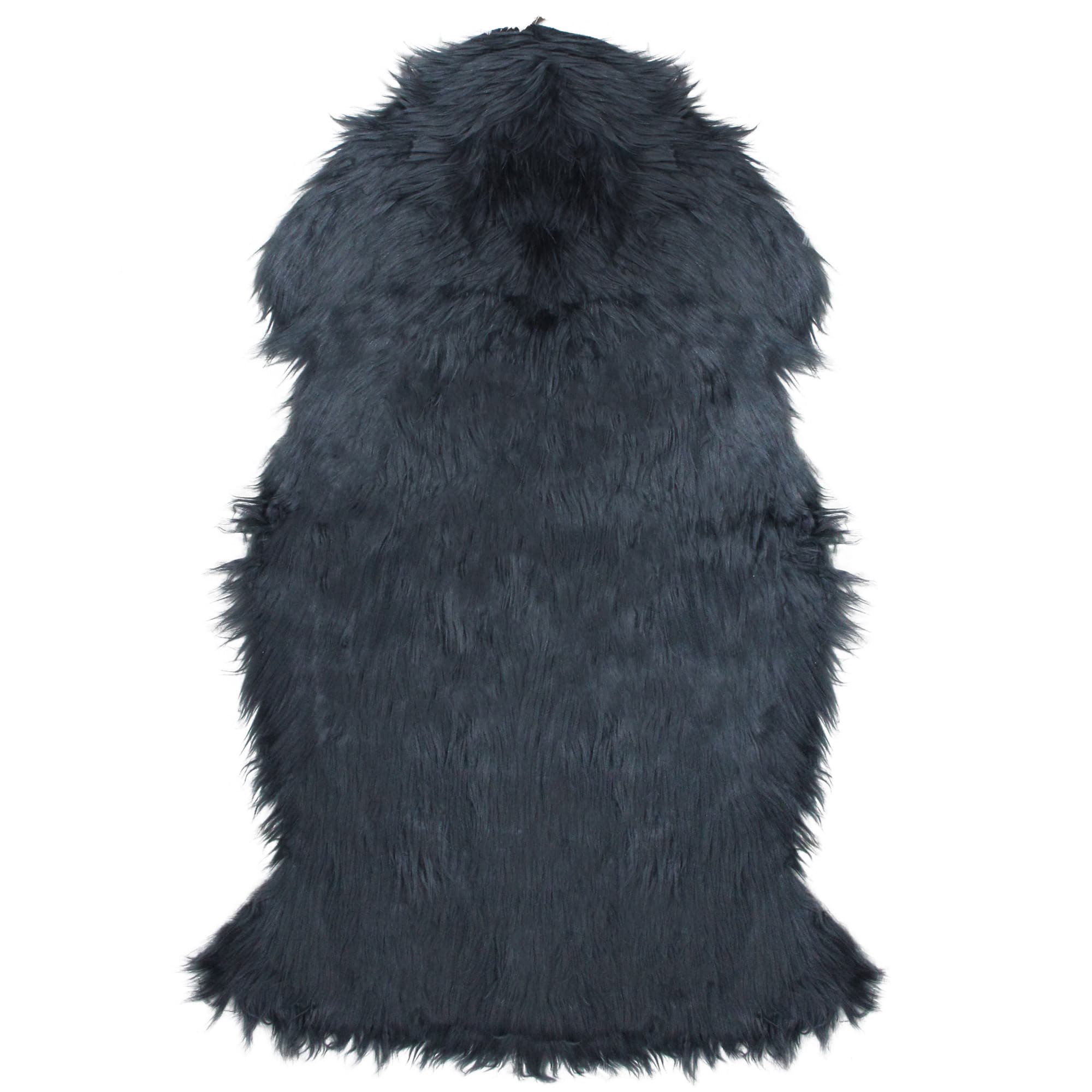 Stone Blue Faux Fur Plush Pile Area Throw Rug