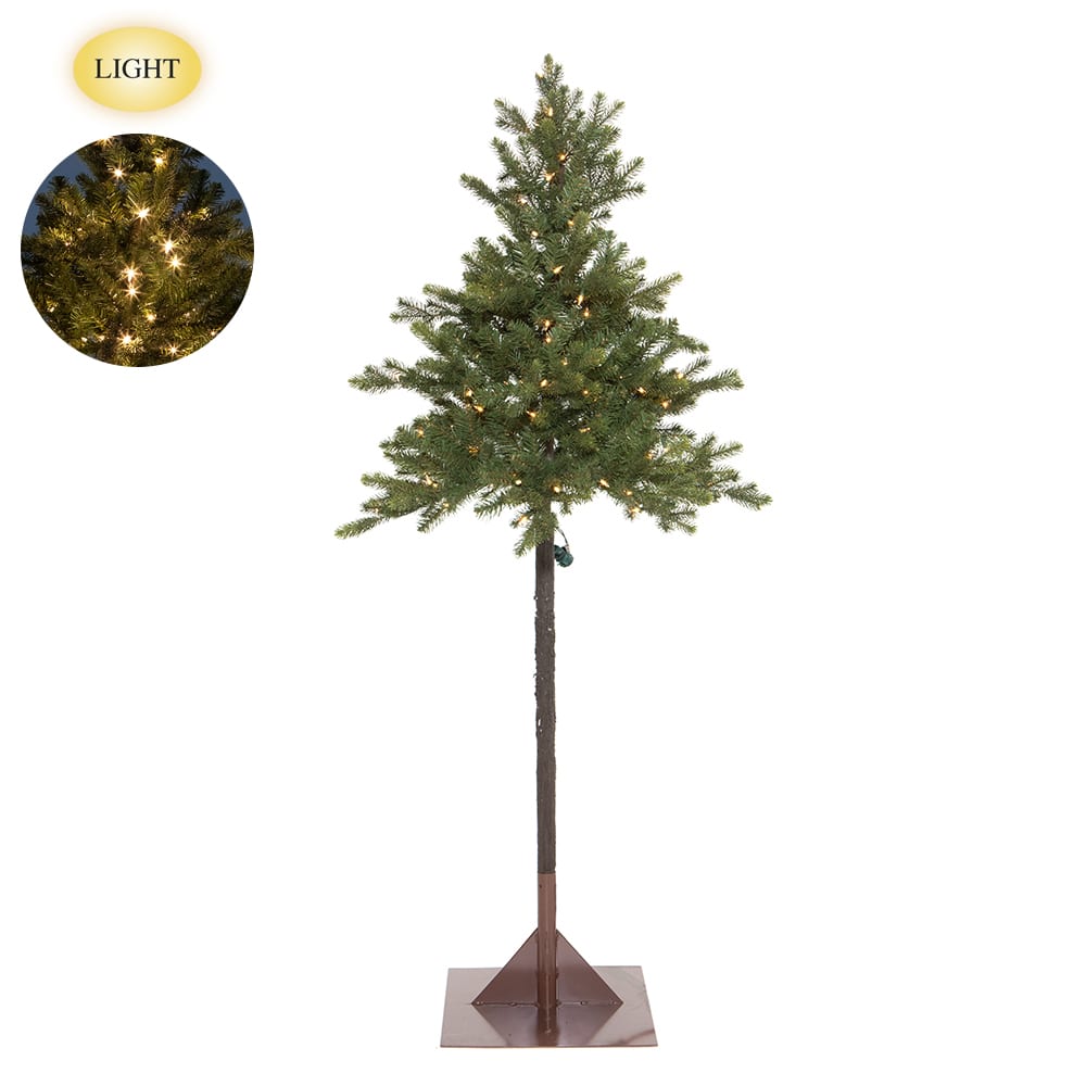 6ft. Pre- Lit Mountain Fir Tree with Metal Stand, Clear Lights