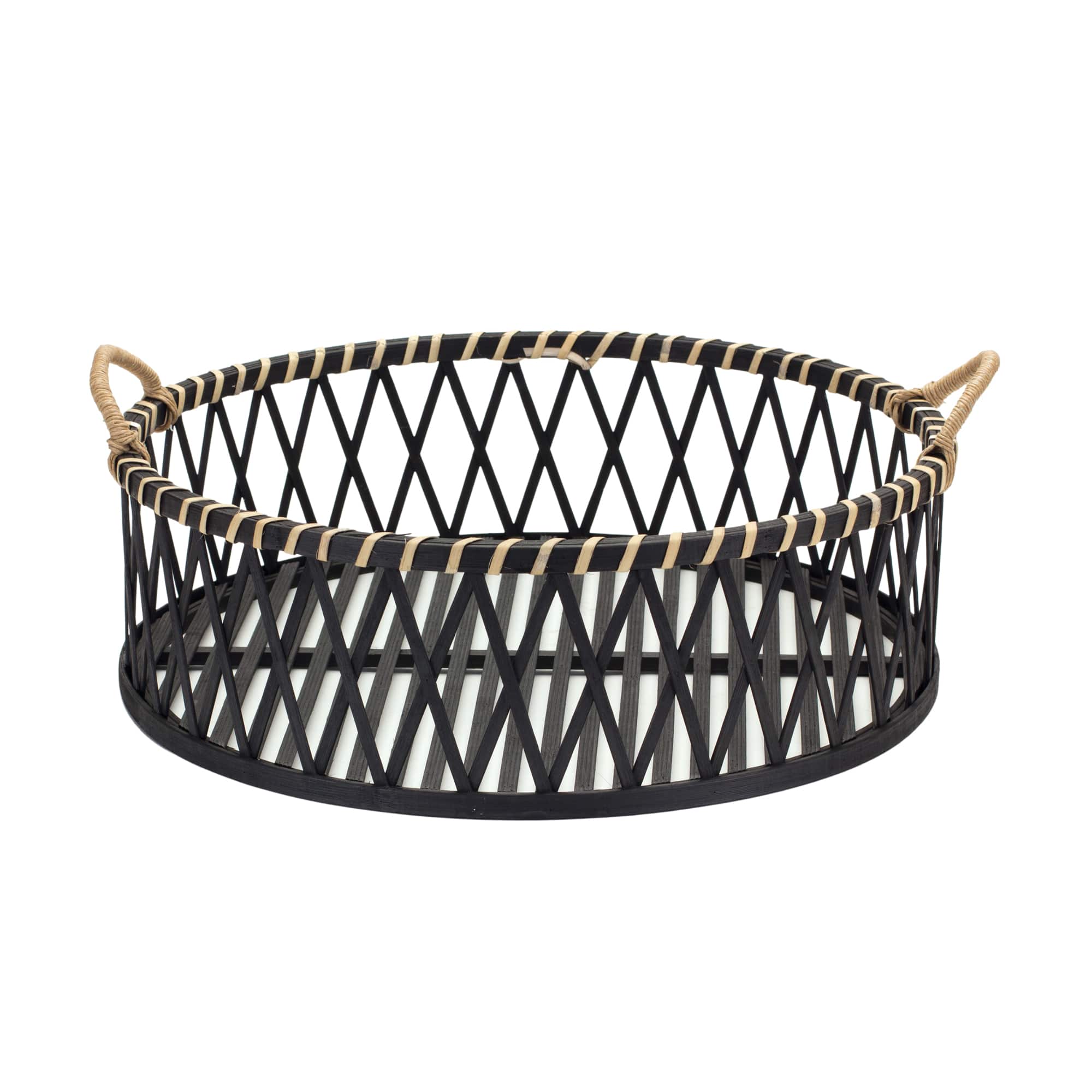 Bamboo & Rattan Woven Circle Tray Set