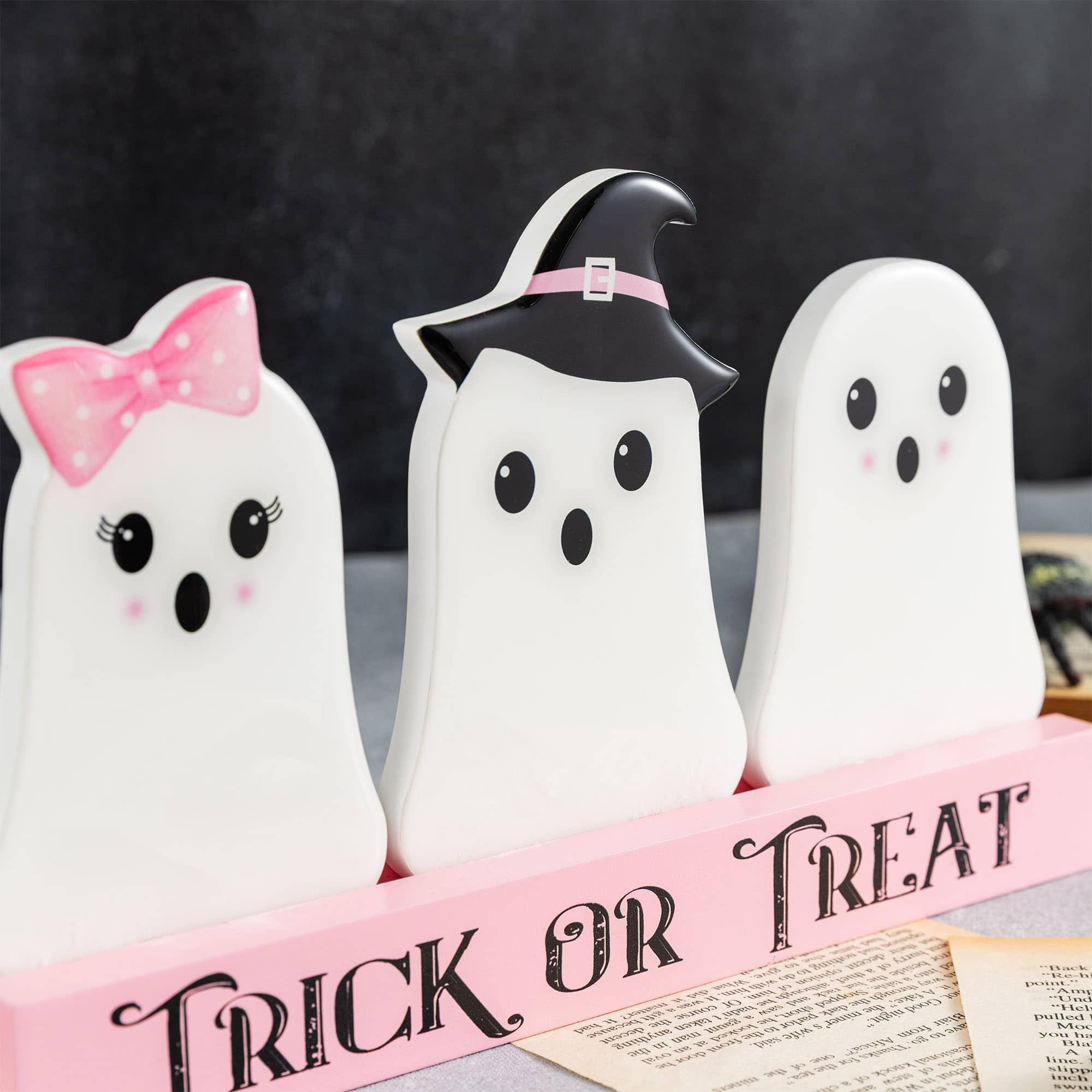 Glitzhome® 10" Halloween Wooden Epoxy Ghosts Table Decor
