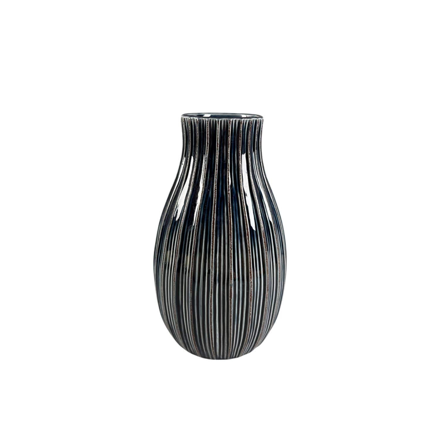 9" Navy Ribbed Ceramic Vase by Ashland®