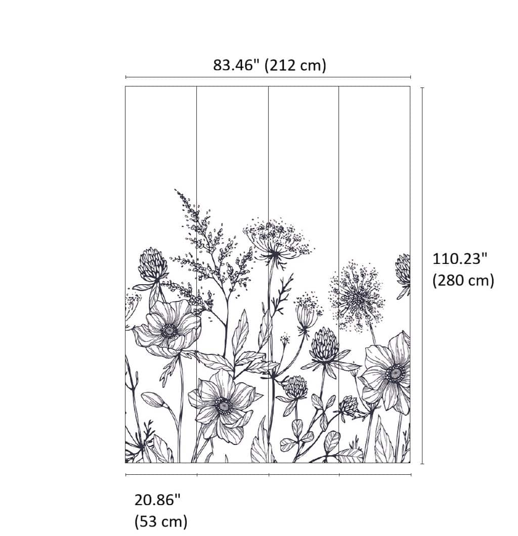 Designs Direct Meadow Bloom Sketch Black Wall Mural