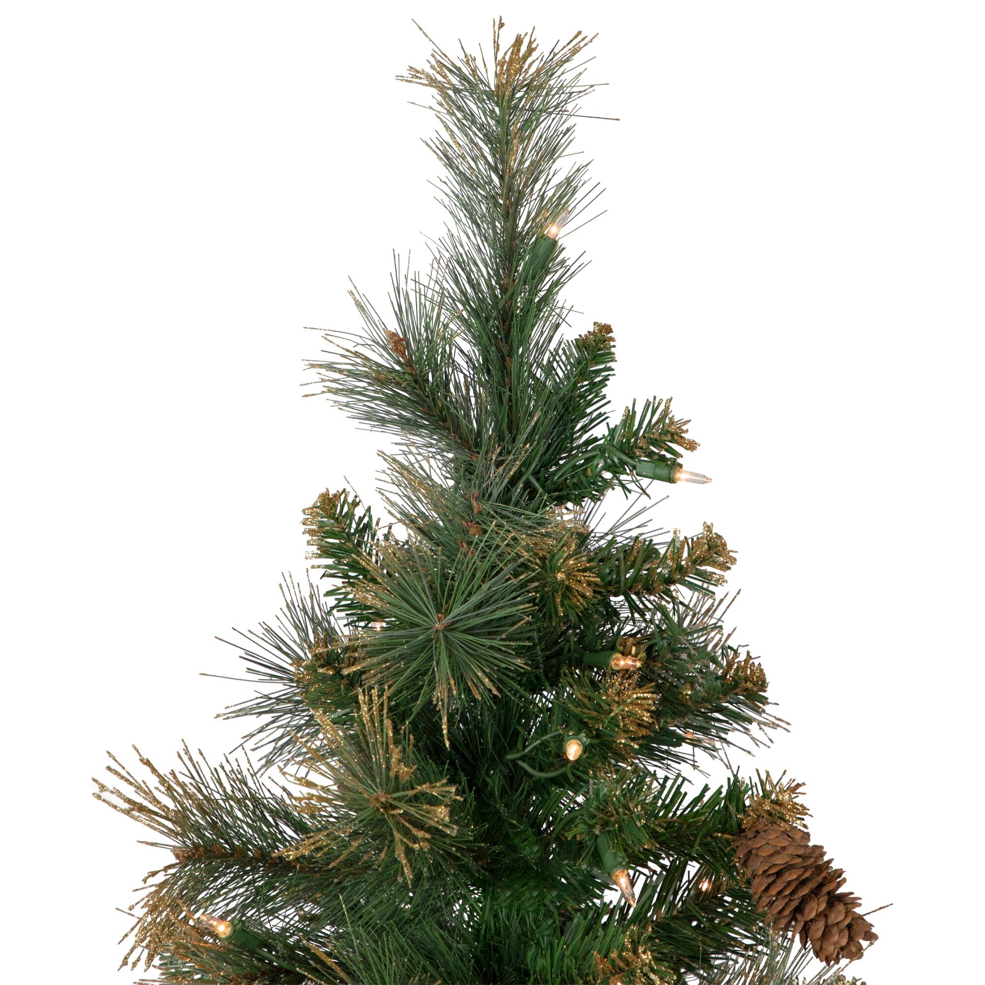 4.5ft. Pre-Lit Yorkshire Pine Pencil Artificial Christmas Tree, Clear Lights